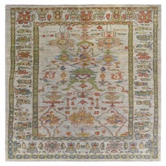 Tapis de la collection rose persane - Laine vert ivoire rouge - 89407