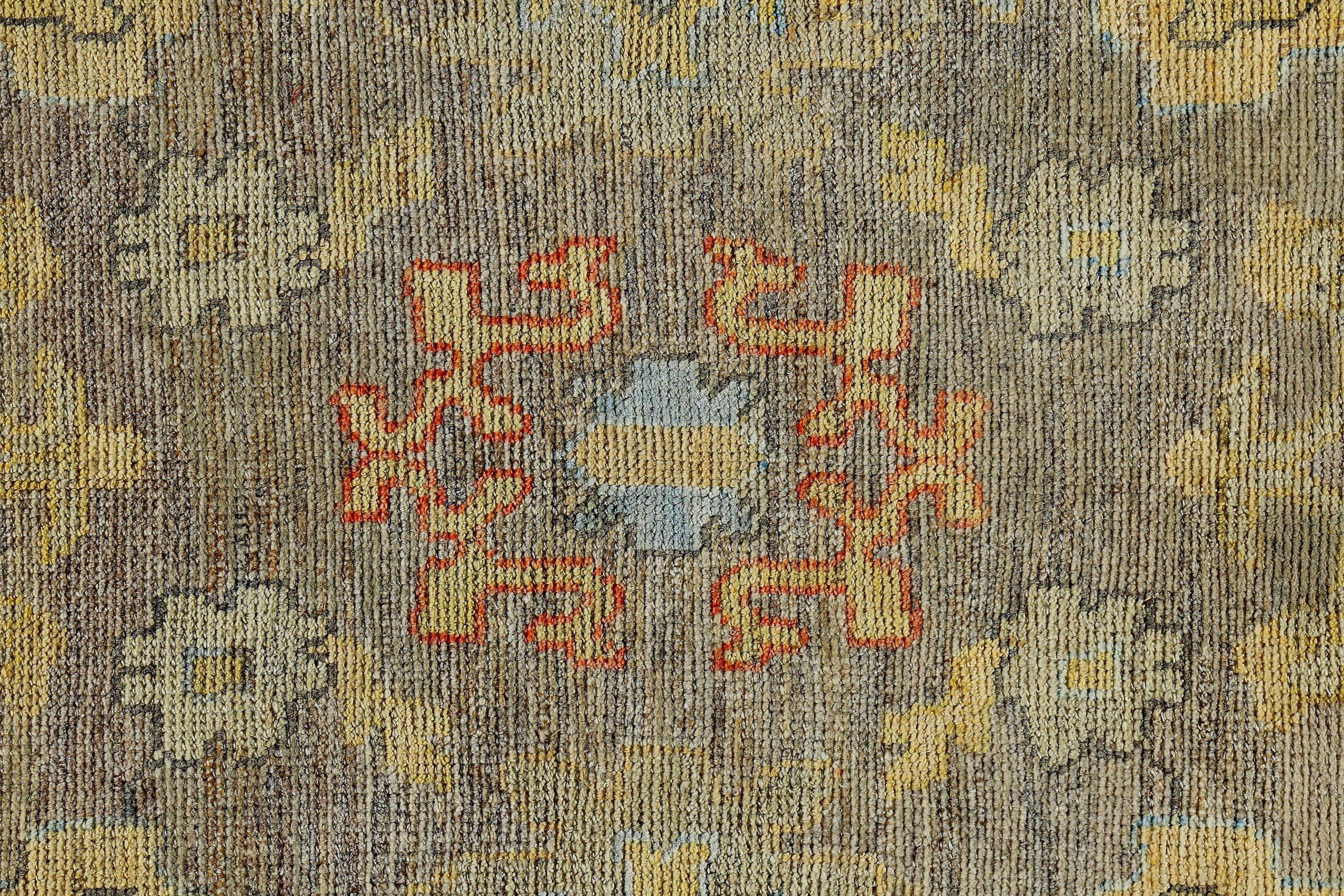Iracheno Tappeti Persian Rose Collection - Lana Taupe Yellow Design - 89221 in vendita