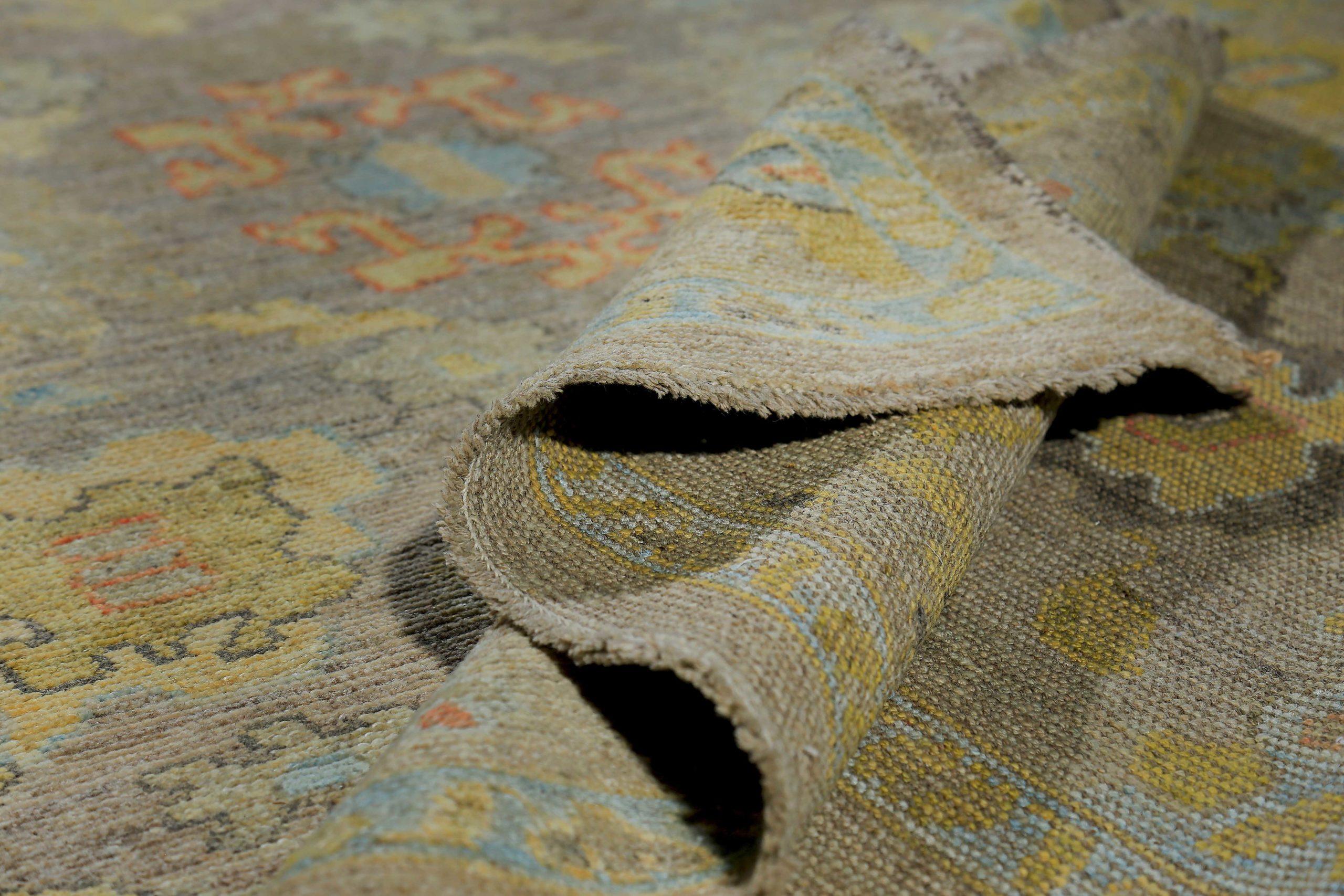 XX secolo Tappeti Persian Rose Collection - Lana Taupe Yellow Design - 89221 in vendita
