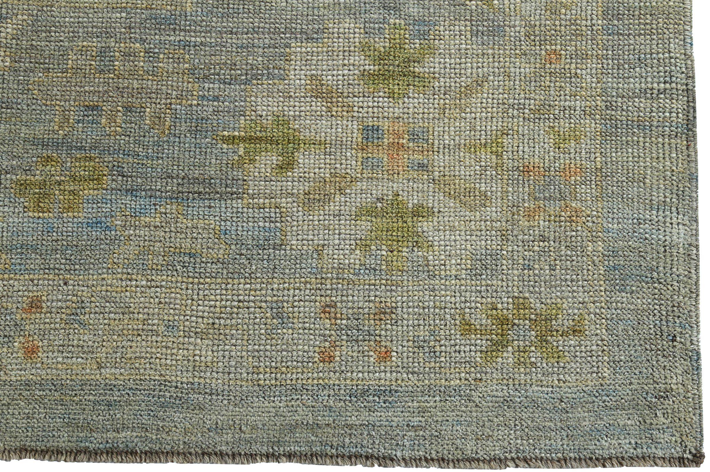 Tappeto Persian Rose Collection's Over Size Circa 1990 - Lana Blu Verde Avorio - 89562 In condizioni ottime in vendita a Dallas, TX