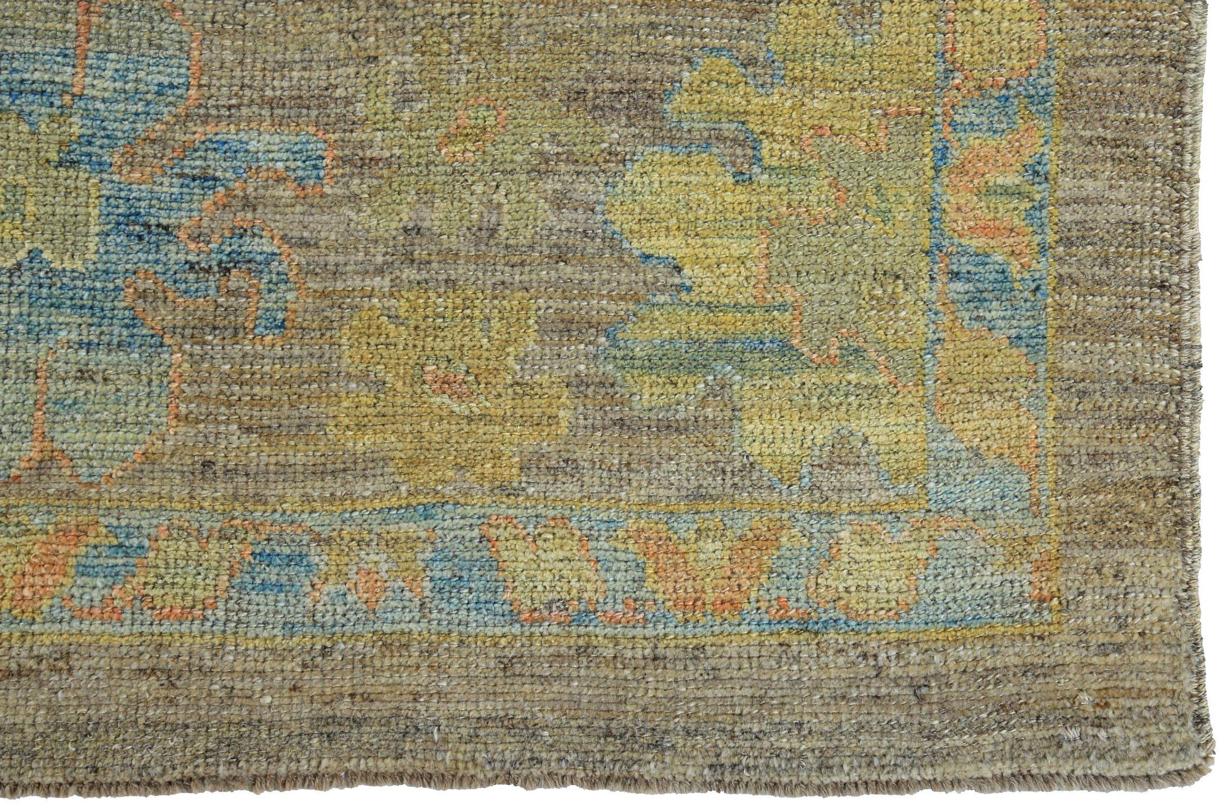 Asiatico Tappeto Persian Rose Collection's Over Size Circa 1990 - Lana Blu Verde Taupe - 89558 in vendita