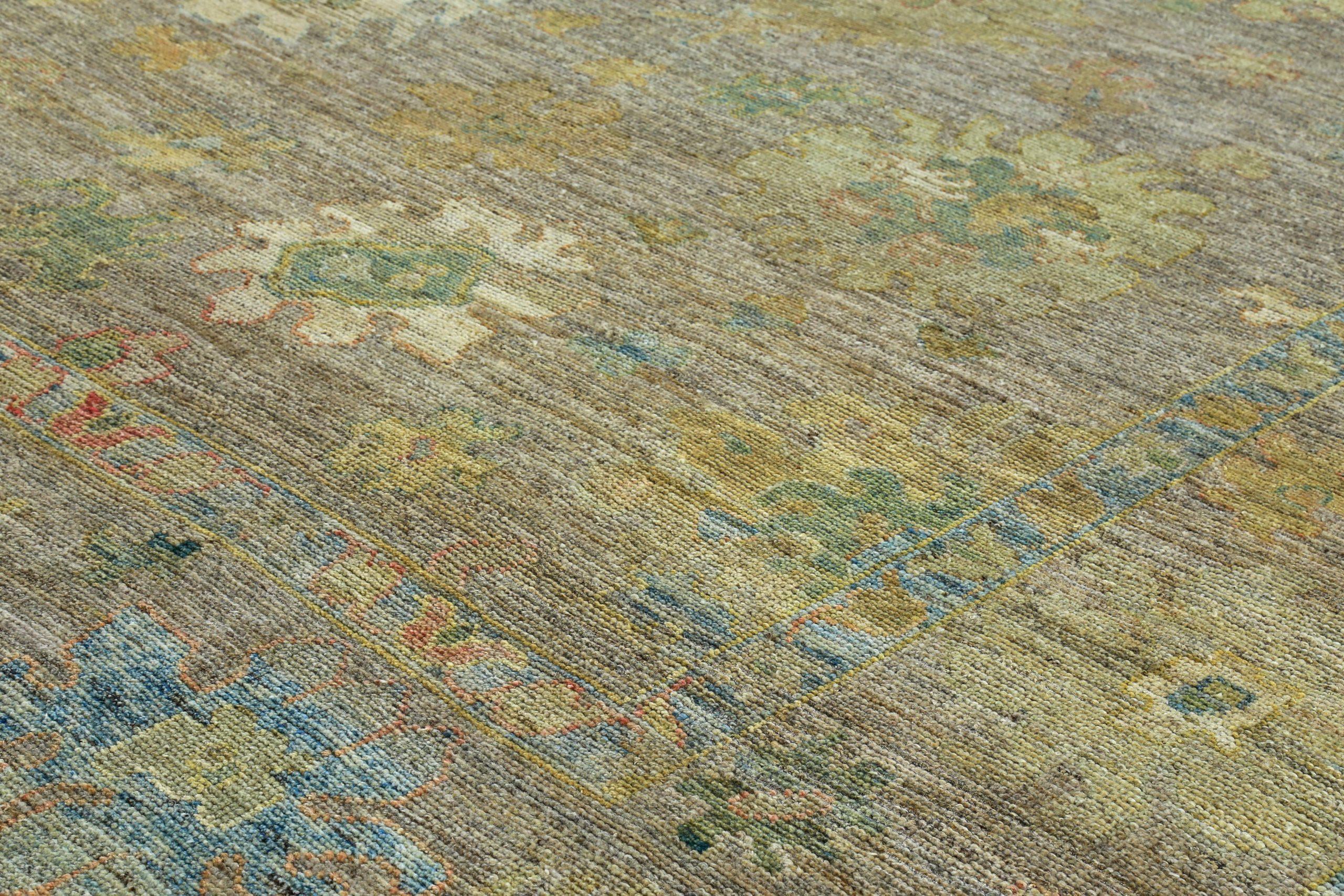 Tappeto Persian Rose Collection's Over Size Circa 1990 - Lana Blu Verde Taupe - 89558 In condizioni ottime in vendita a Dallas, TX