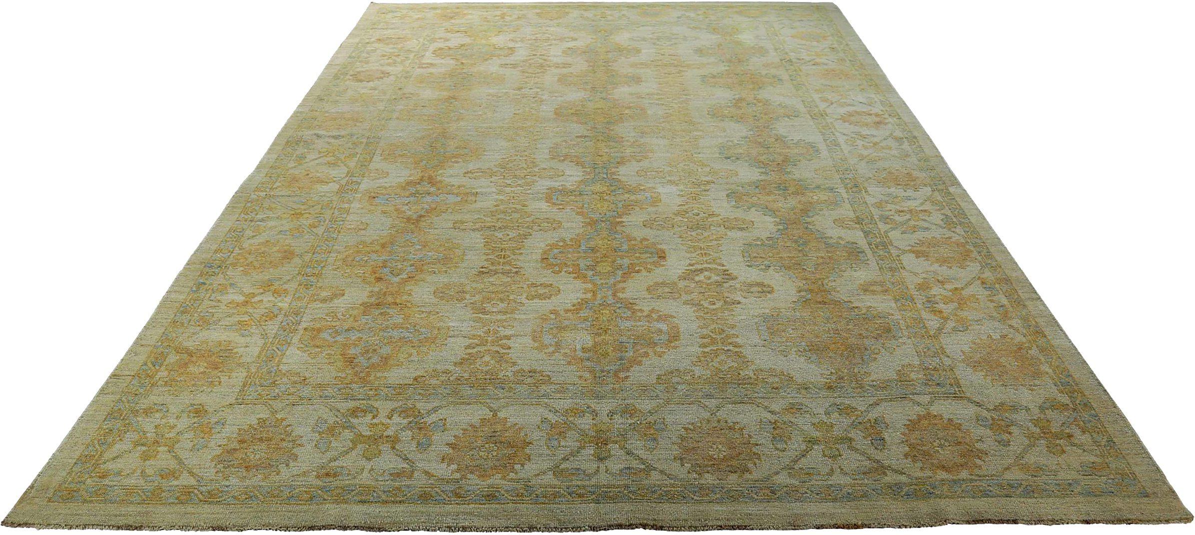 Scopri l'eleganza della Persian Rose Collection con il tappeto Over Size di CIRCA 1990. Progettato con lana e giallo blu-avorio, questo design esclusivo è perfetto per valorizzare il tuo spazio.
