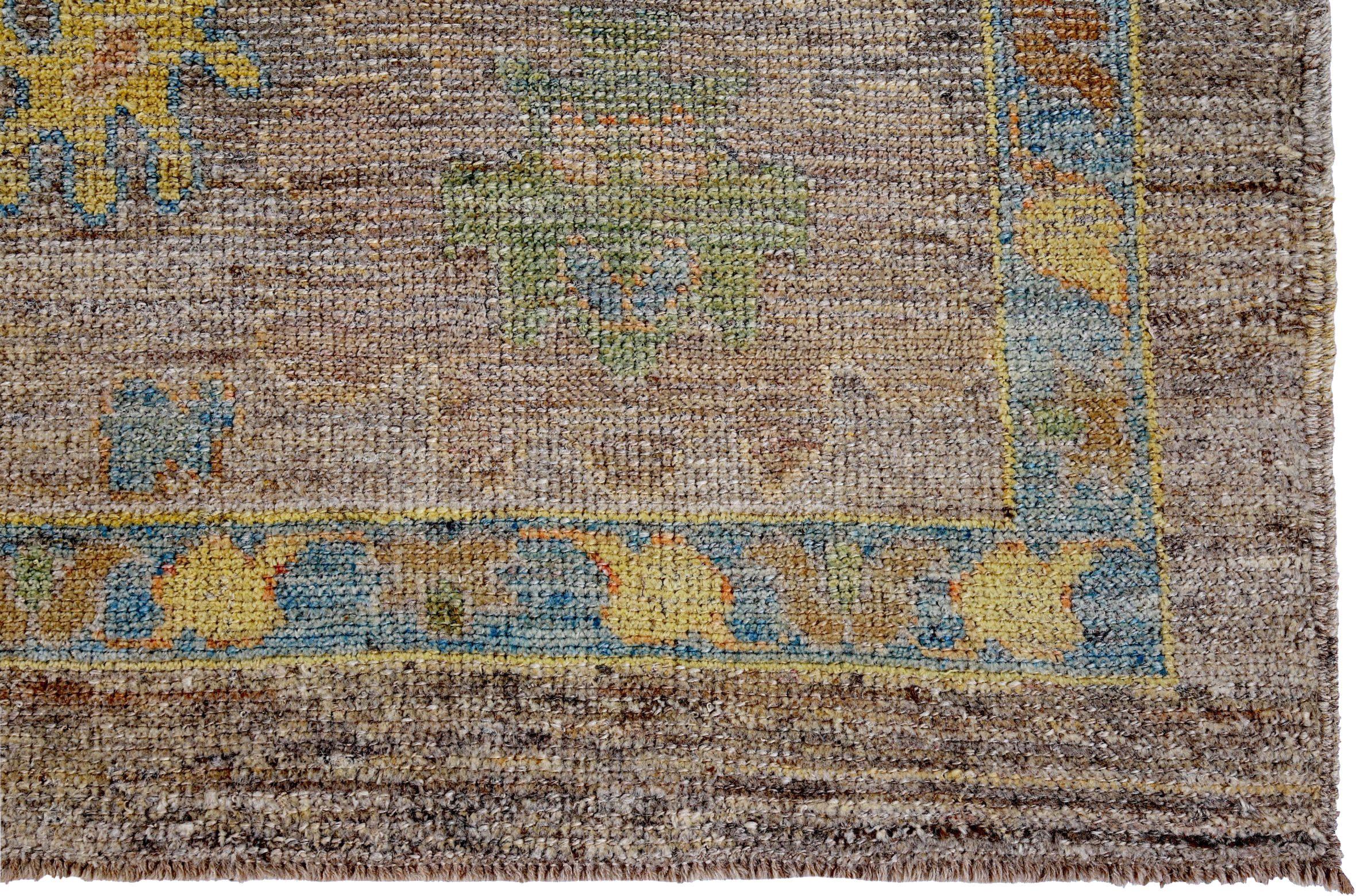 Asiatico Tappeto Persian Rose Collection's Over Size Circa 1990 - Lana Marrone Verde - 89373 in vendita