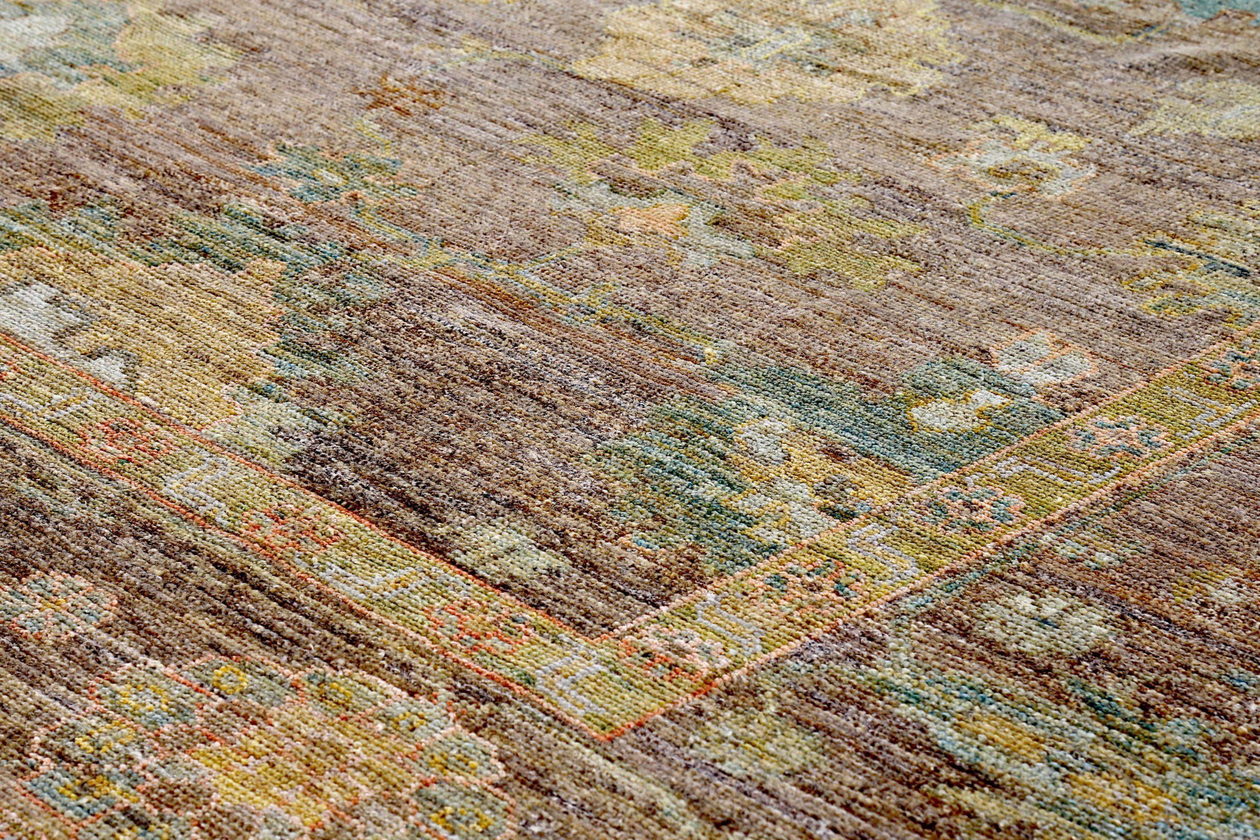 Tappeto Persian Rose Collection's Over Size Circa 1990 - Lana Marrone Verde - 89380 In condizioni ottime in vendita a Dallas, TX