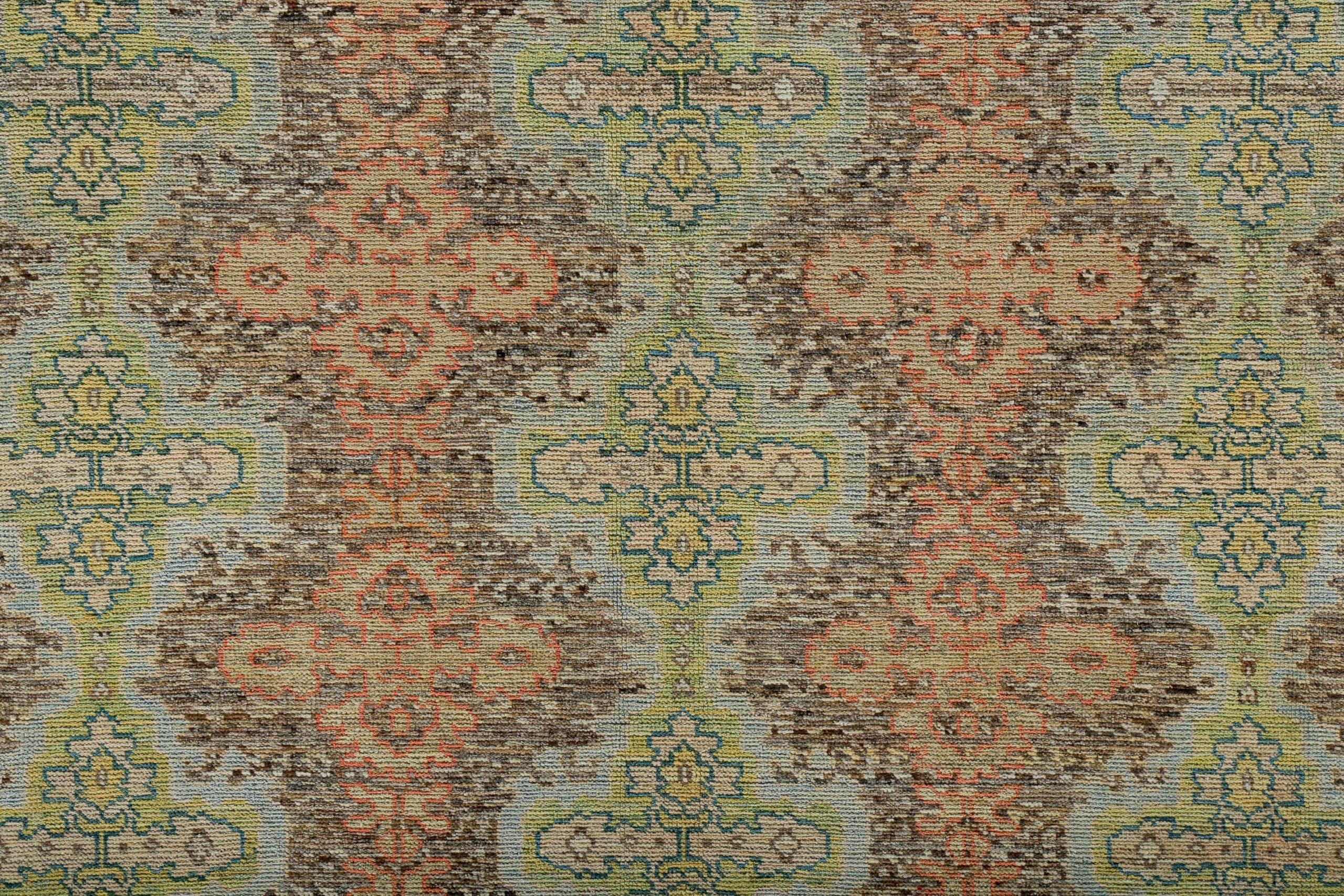 Asiatico Tappeto Persian Rose Collection's Over Size Circa 1990 - Lana Marrone Verde Rosa - 89134 in vendita