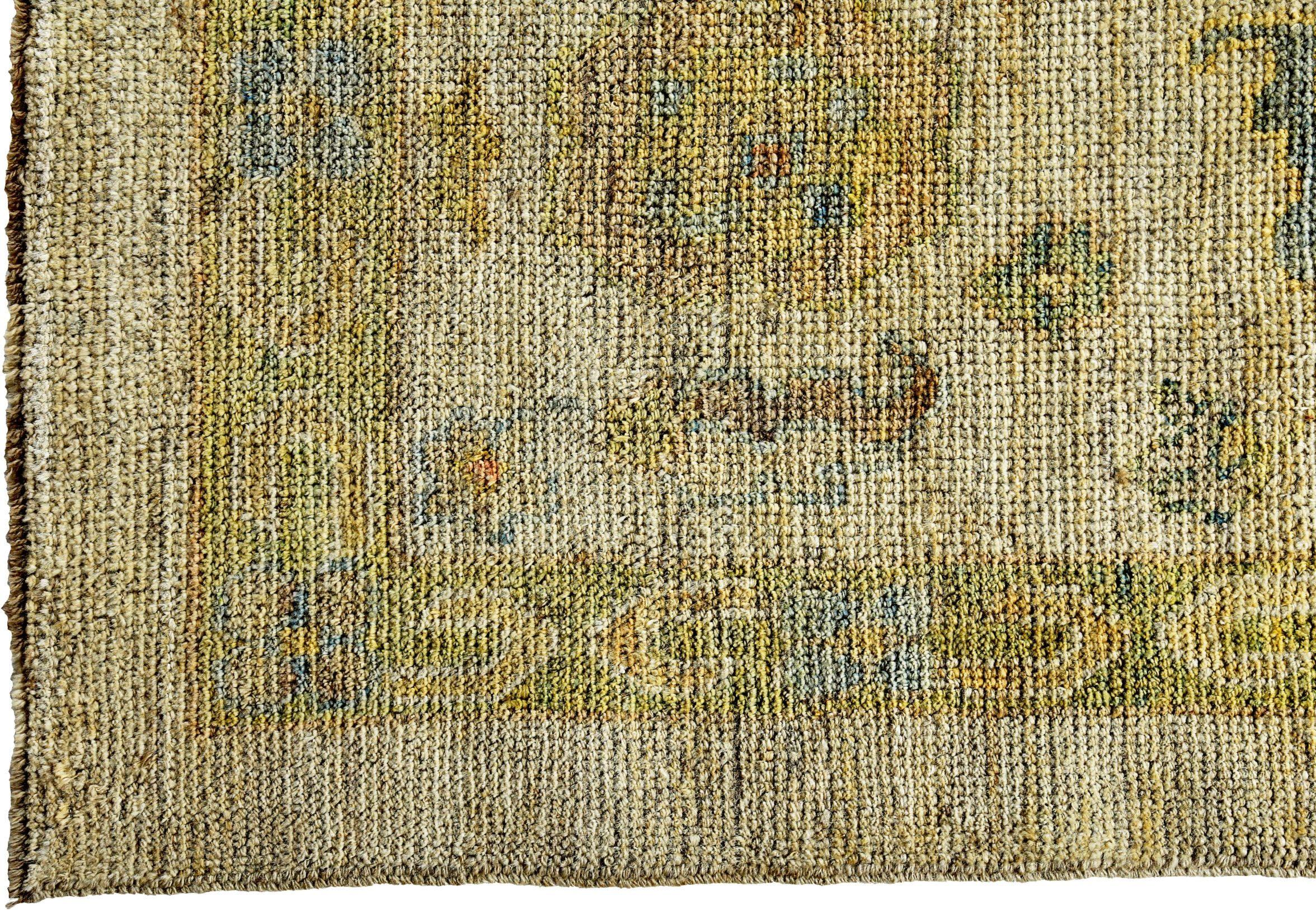 Persian Rose Collection Over Size Rug Circa 1990 - Green Yellow In Excellent Condition For Sale In Dallas, TX