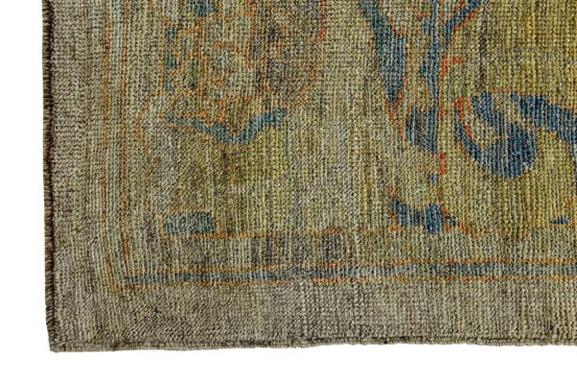 Persian Rose Kollektion Over Size Teppich - Wolle Blau Grün Elfenbein - 89282 (20. Jahrhundert) im Angebot