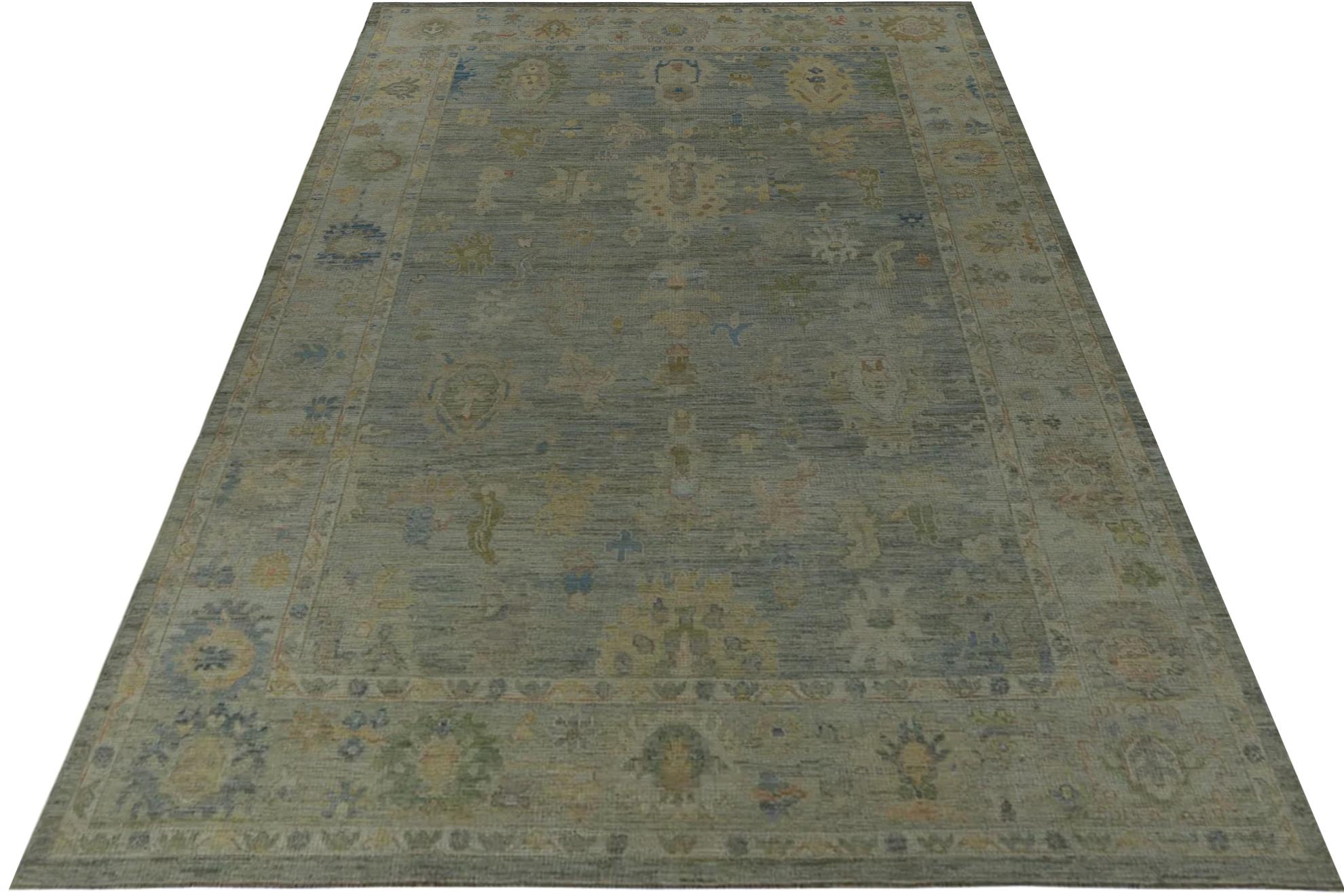 Persian Rose Kollektion Over Size Teppich - Wolle Grau Grün Elfenbein - 89554 (Persisch) im Angebot