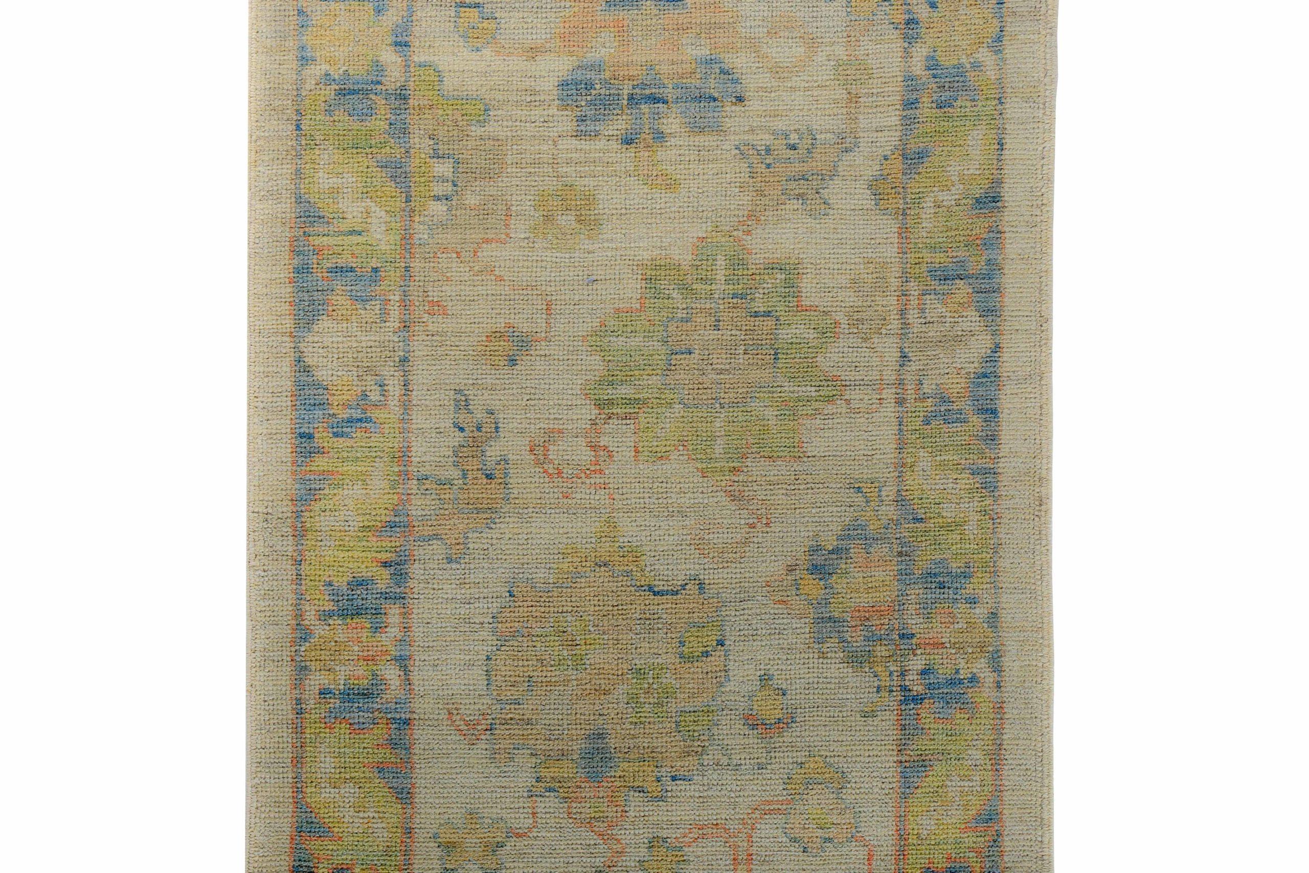 Persian Rose Kollektion Läufer Circa 1990 - Wolle Blau Grün Elfenbein - 89189 (Asiatisch) im Angebot