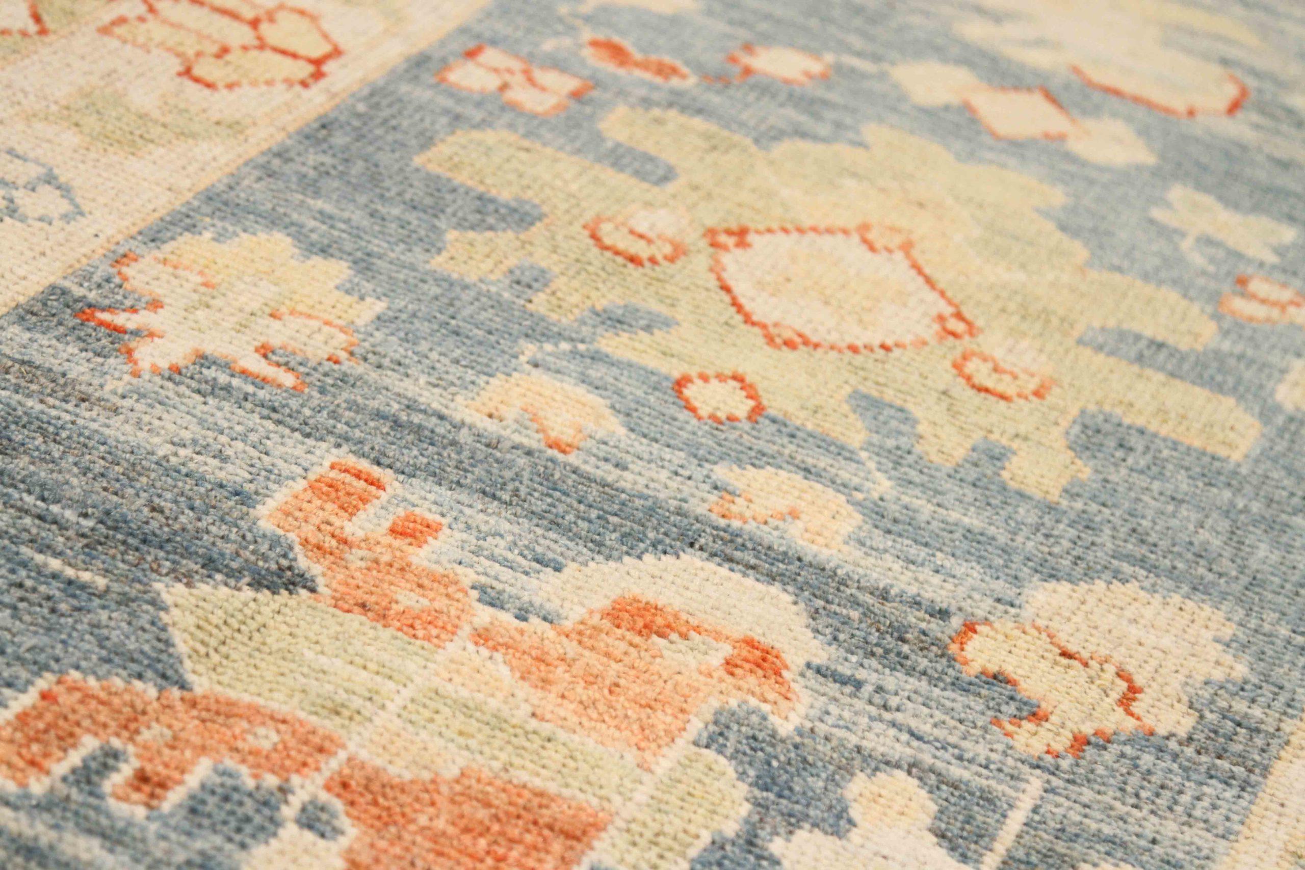 Persian Rose Kollektion Läufer Circa 1990 - Wolle Blau Grün Elfenbein Rot 70569 (Asiatisch) im Angebot