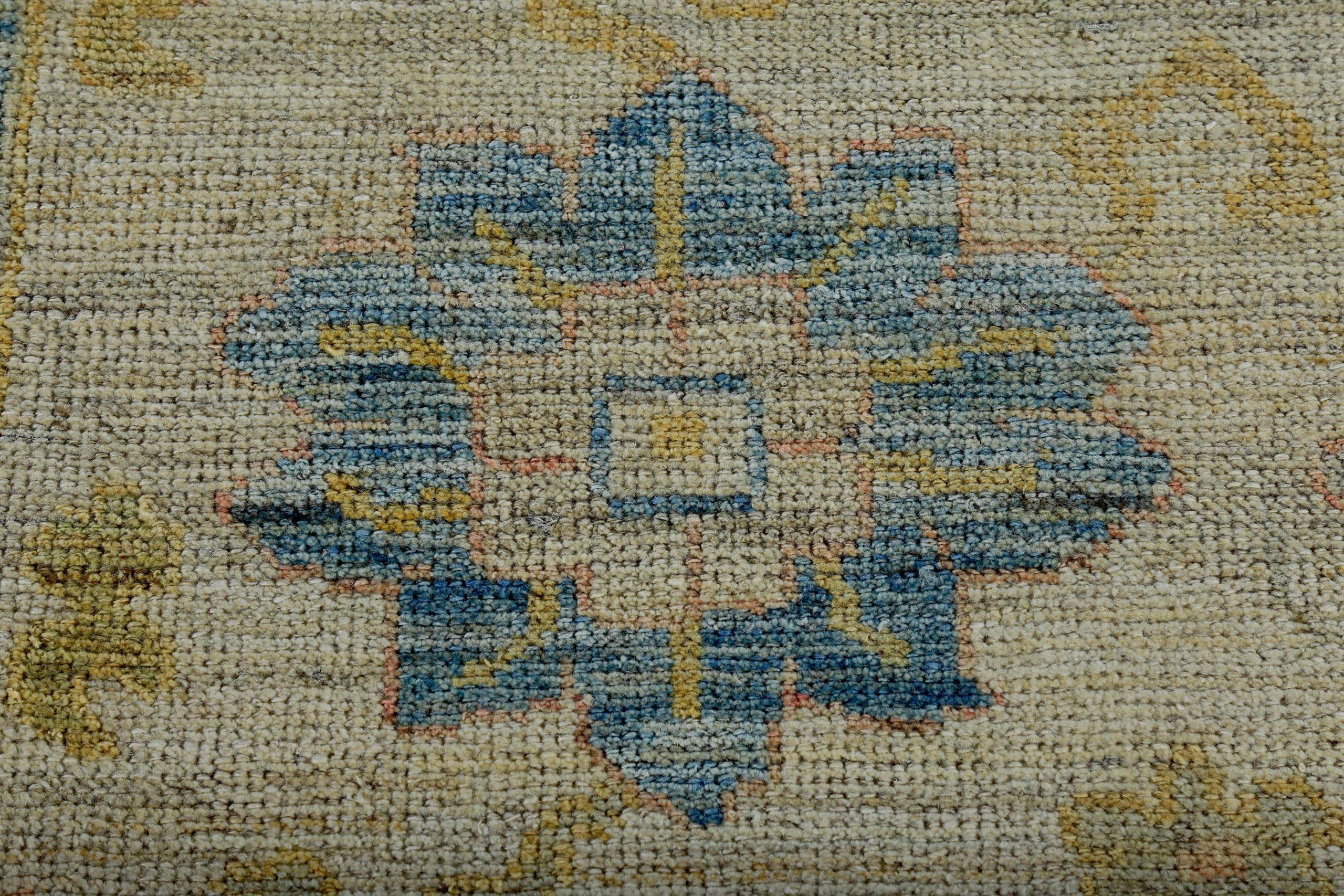 Persische Rose Sammlung Läufer Teppich CIRCA 1990 - Wolle Blau Elfenbein Gelb - 89172 im Zustand „Hervorragend“ im Angebot in Dallas, TX