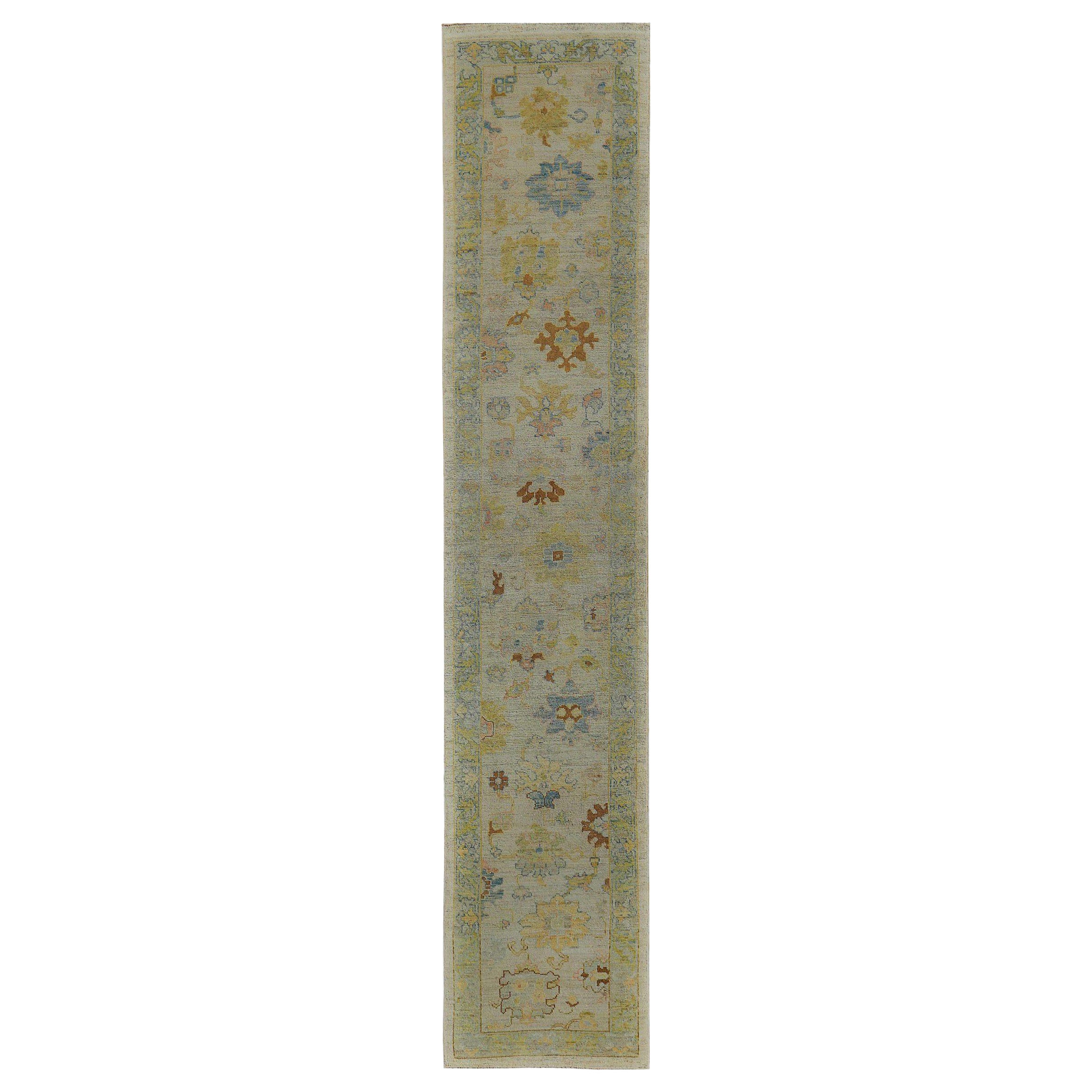 Persische Rose Sammlung Läufer Teppich CIRCA 1990 - Wolle Blau Elfenbein Gelb - 89172