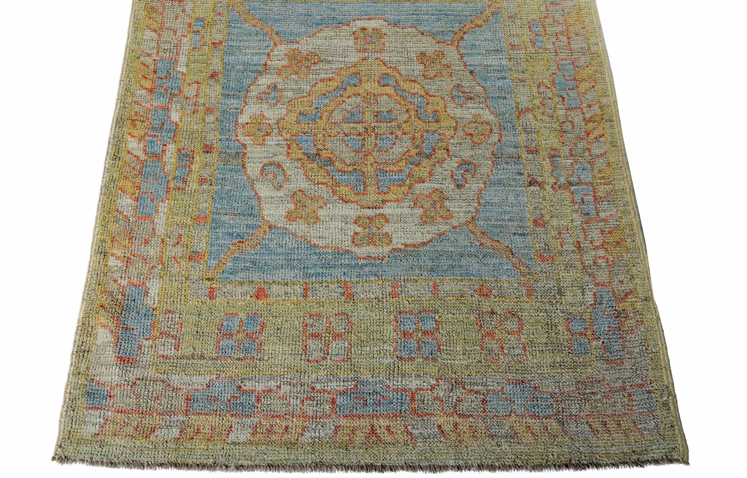 Asiatico Tappeto Runner Persian Rose Collection CIRCA 1990 - Lana, blu, giallo - 89182 in vendita