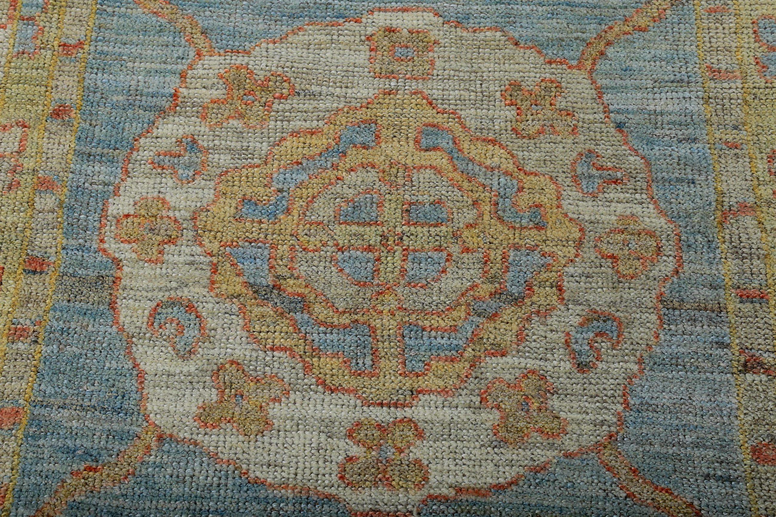 Tappeto Runner Persian Rose Collection CIRCA 1990 - Lana, blu, giallo - 89182 In condizioni ottime in vendita a Dallas, TX