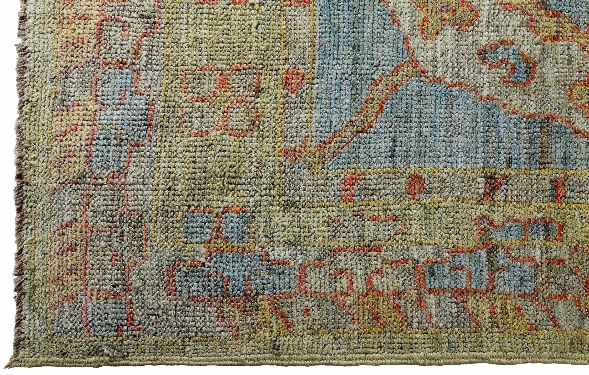 XX secolo Tappeto Runner Persian Rose Collection CIRCA 1990 - Lana, blu, giallo - 89182 in vendita