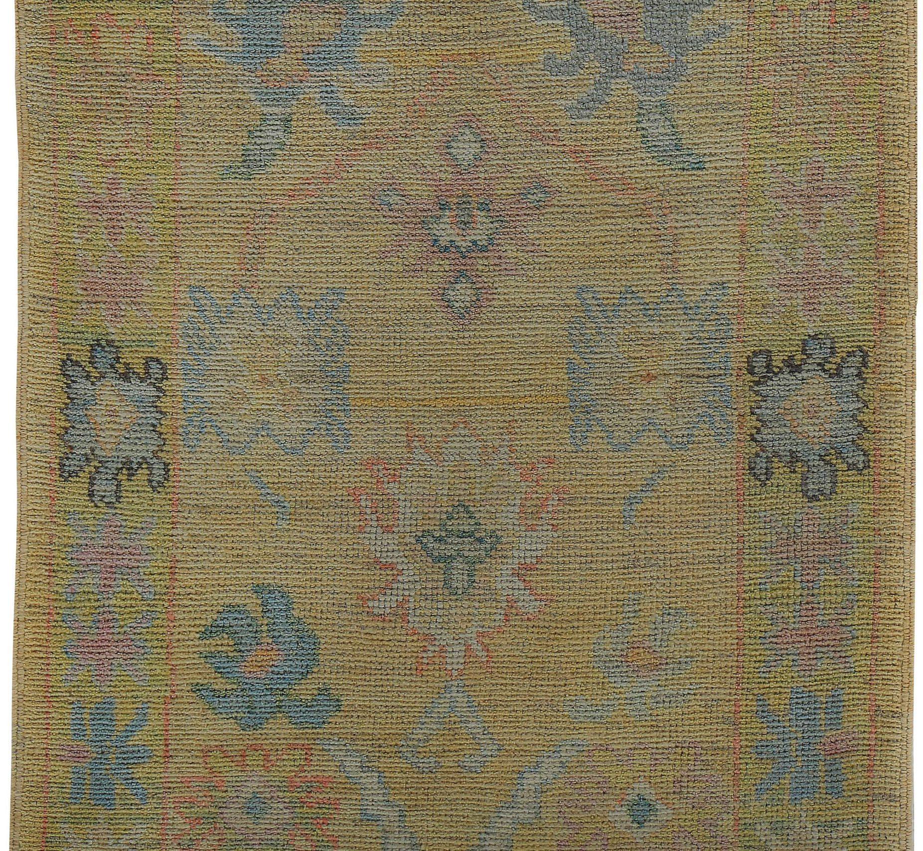 Irakien Tapis de la collection rose persane - Laine bleue pourpre jaune - 89155 en vente