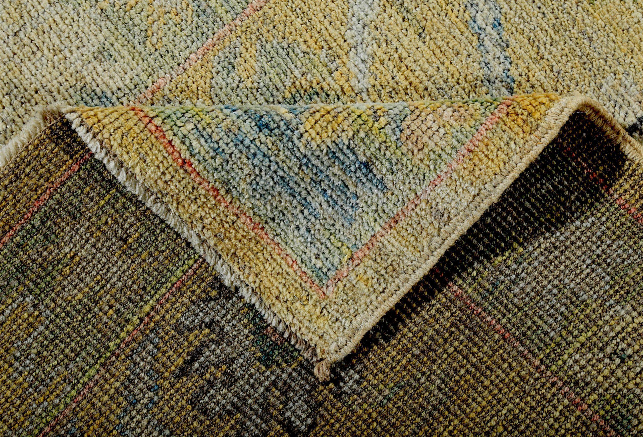 20ième siècle Tapis de la collection rose persane - Laine bleue pourpre jaune - 89155 en vente