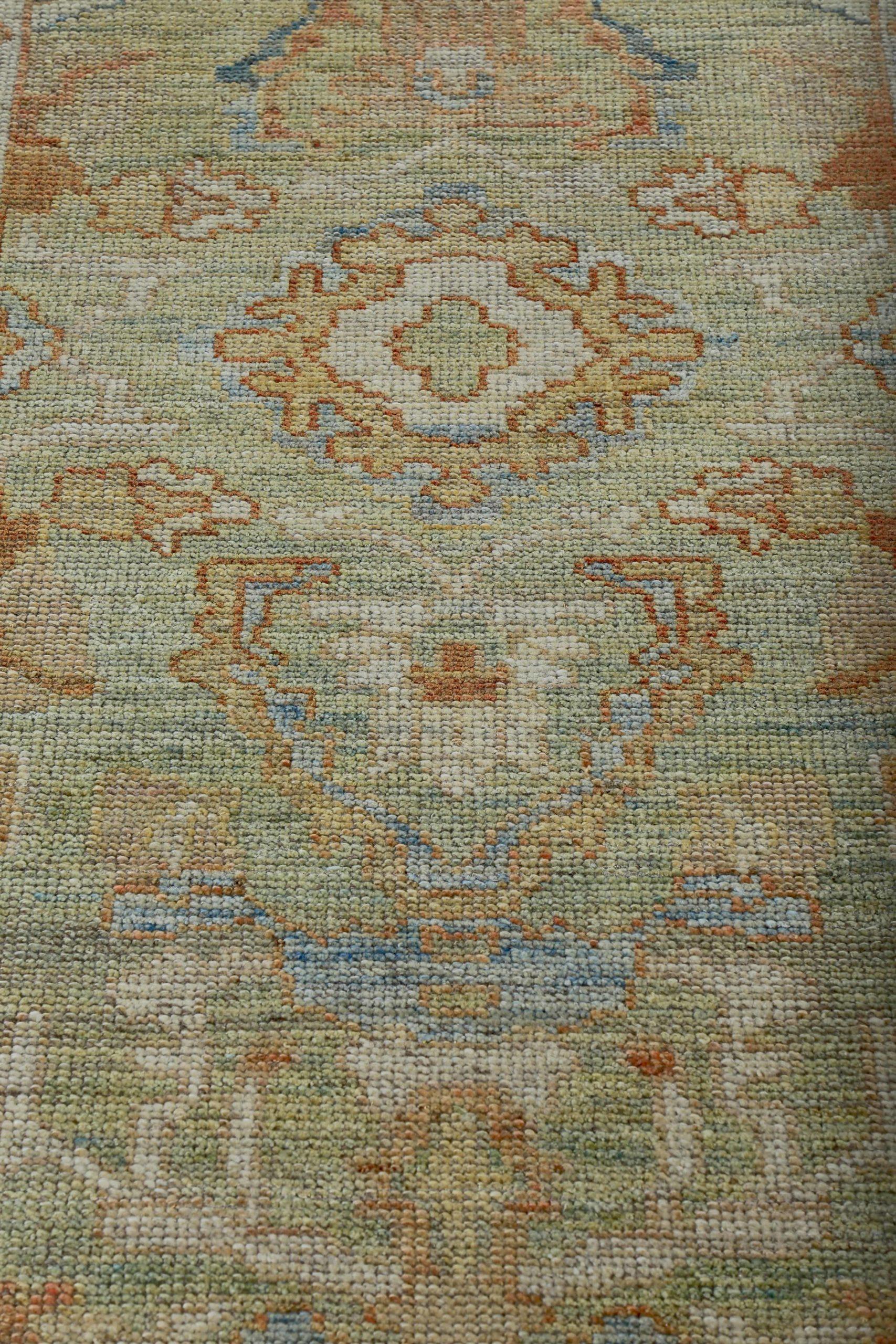 Persian Rose Kollektion Läufer - Wolle Grün Elfenbein Design - 89183 (Irakisch) im Angebot