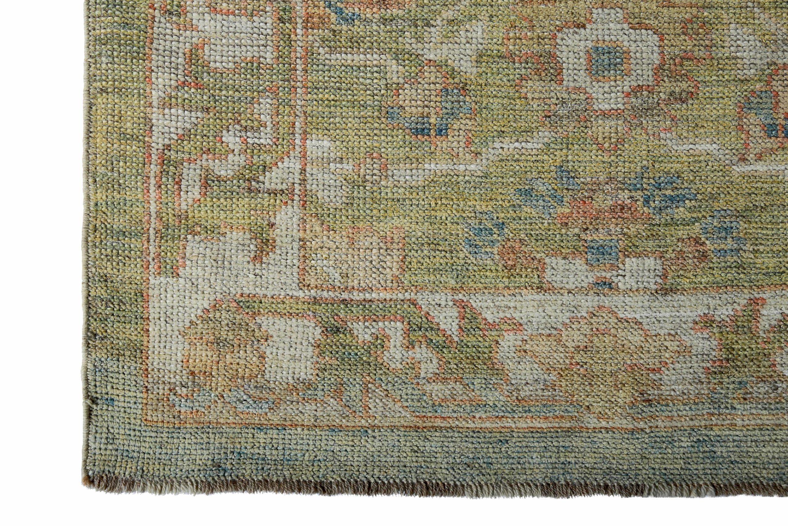 Persian Rose Kollektion Läufer - Wolle Grün Elfenbein Design - 89183 (20. Jahrhundert) im Angebot