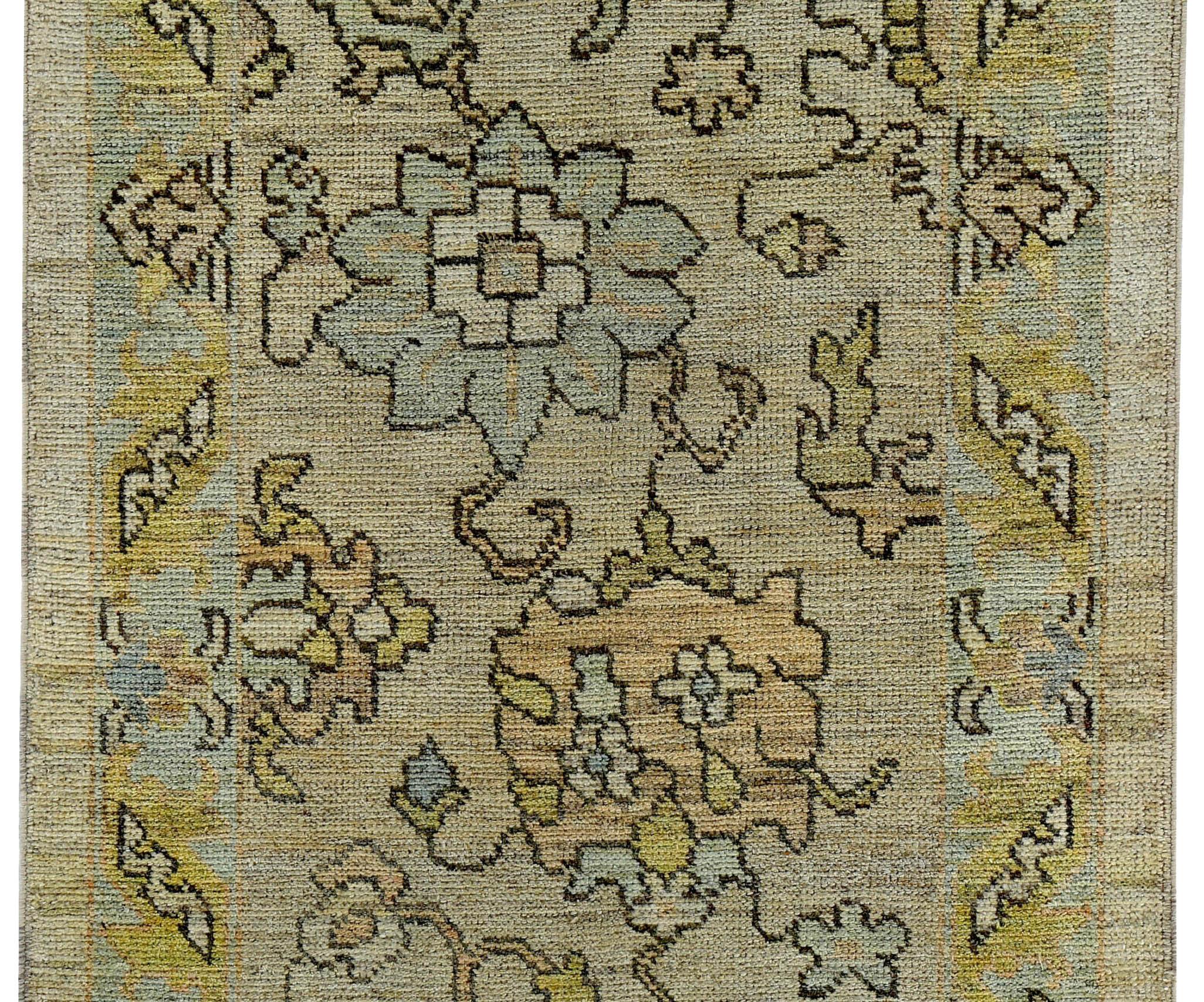 Irakien Tapis de la collection rose persane - motif en laine ivoire jaune - 89311 en vente