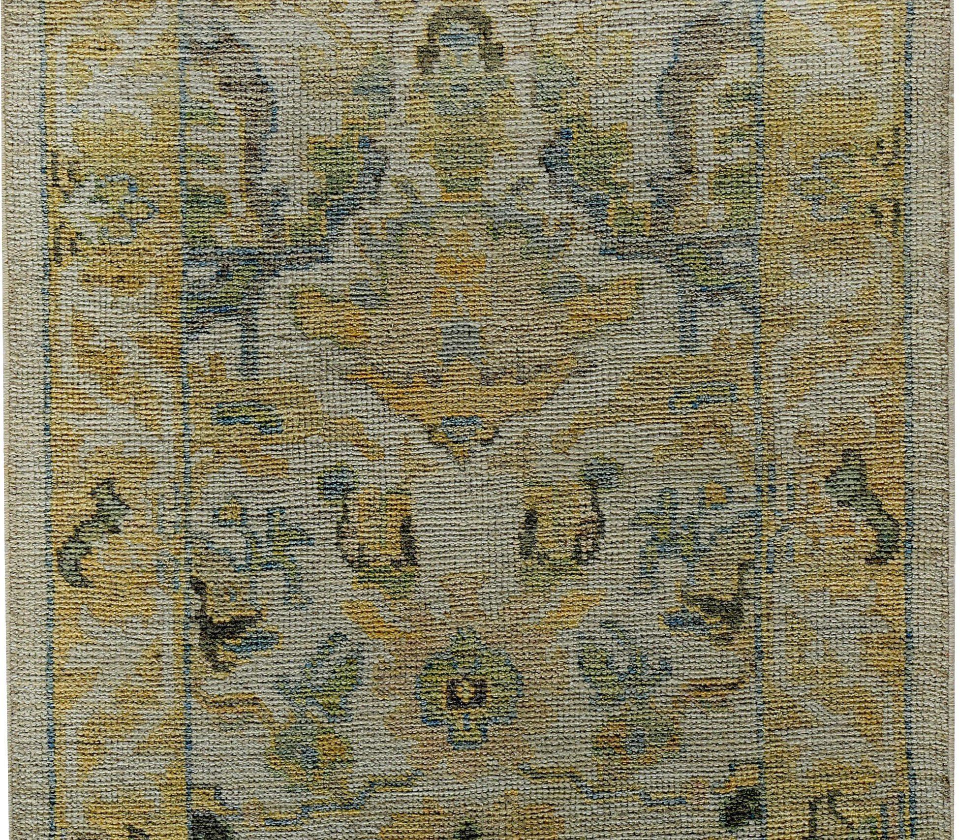 Persische Rose Sammlung Läufer Teppich - Wolle Elfenbein Gelb Design - 89357 (Irakisch) im Angebot