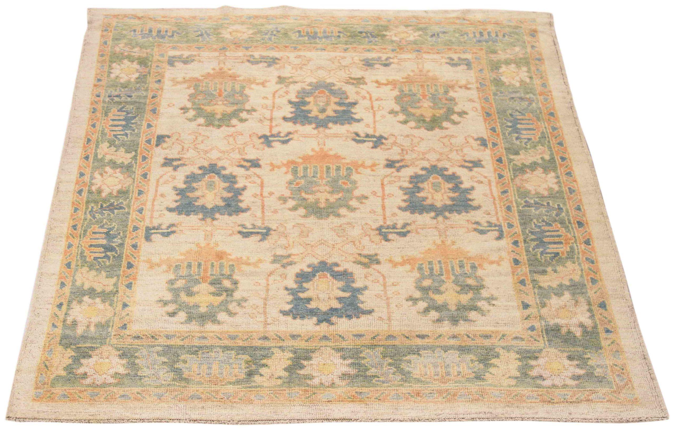 Discover the elegance of Persian Rose Collection featuring Small Rug in Circa 1990. Designed with Wool and BlueGreenIvoryOrange, this exclusive design is perfect for enhancing your space.