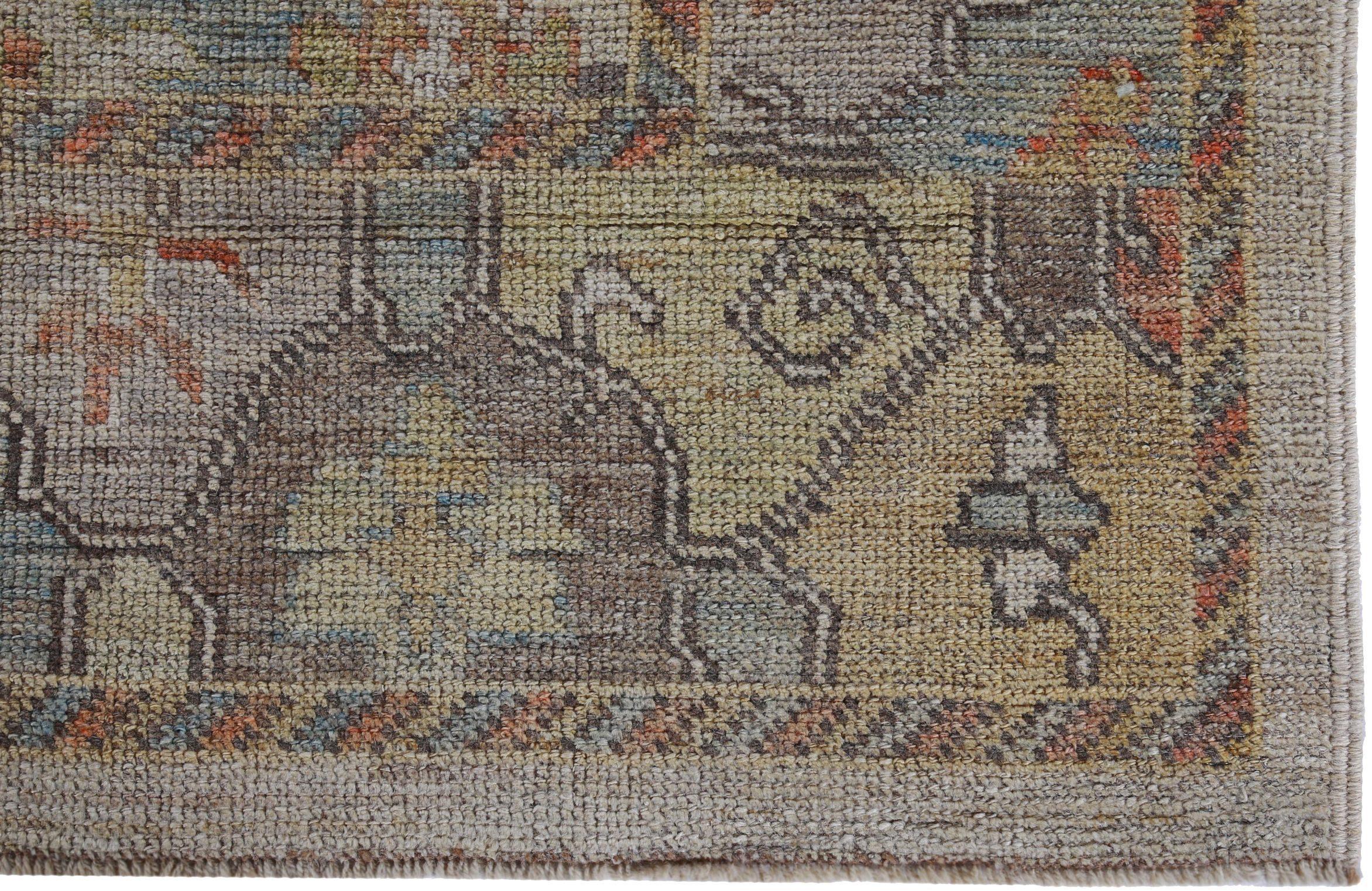 Petit tapis persan rose collection vers 1990 - Laine bleu vert jaune - 89486 Excellent état - En vente à Dallas, TX
