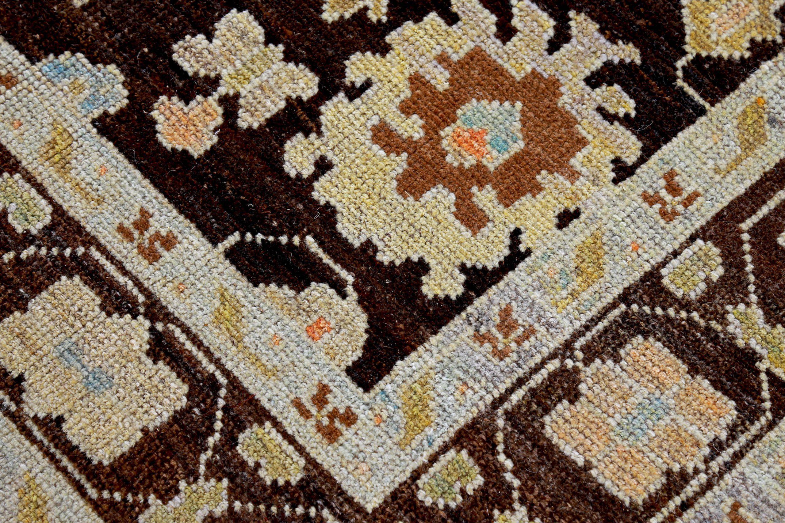 Tappeto Persian Rose Collection'S, circa 1990 - Lana Marrone Avorio - 89385 In condizioni ottime in vendita a Dallas, TX