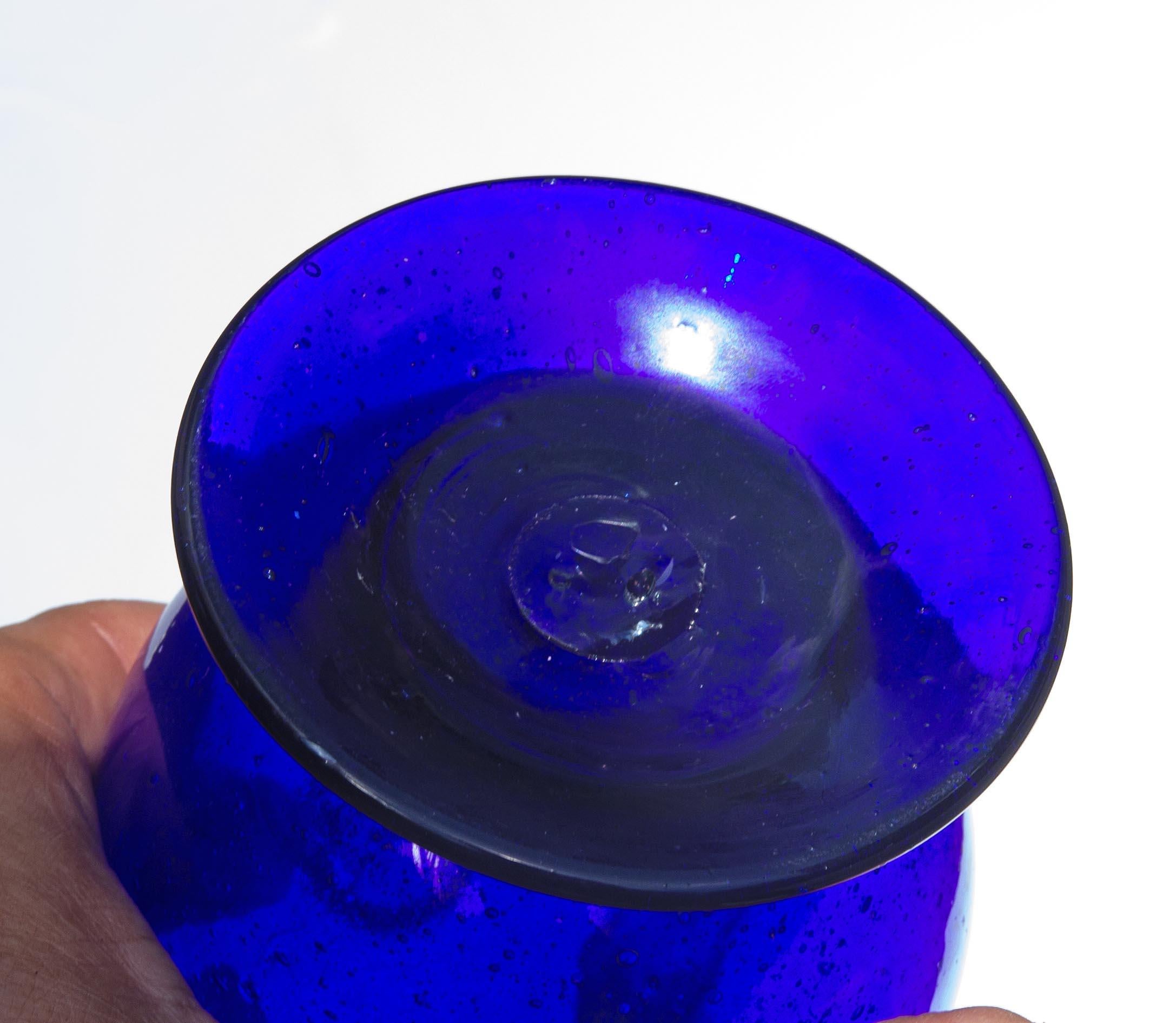 Persian Royal Blue Glass Ewer 19th Century For Sale 1