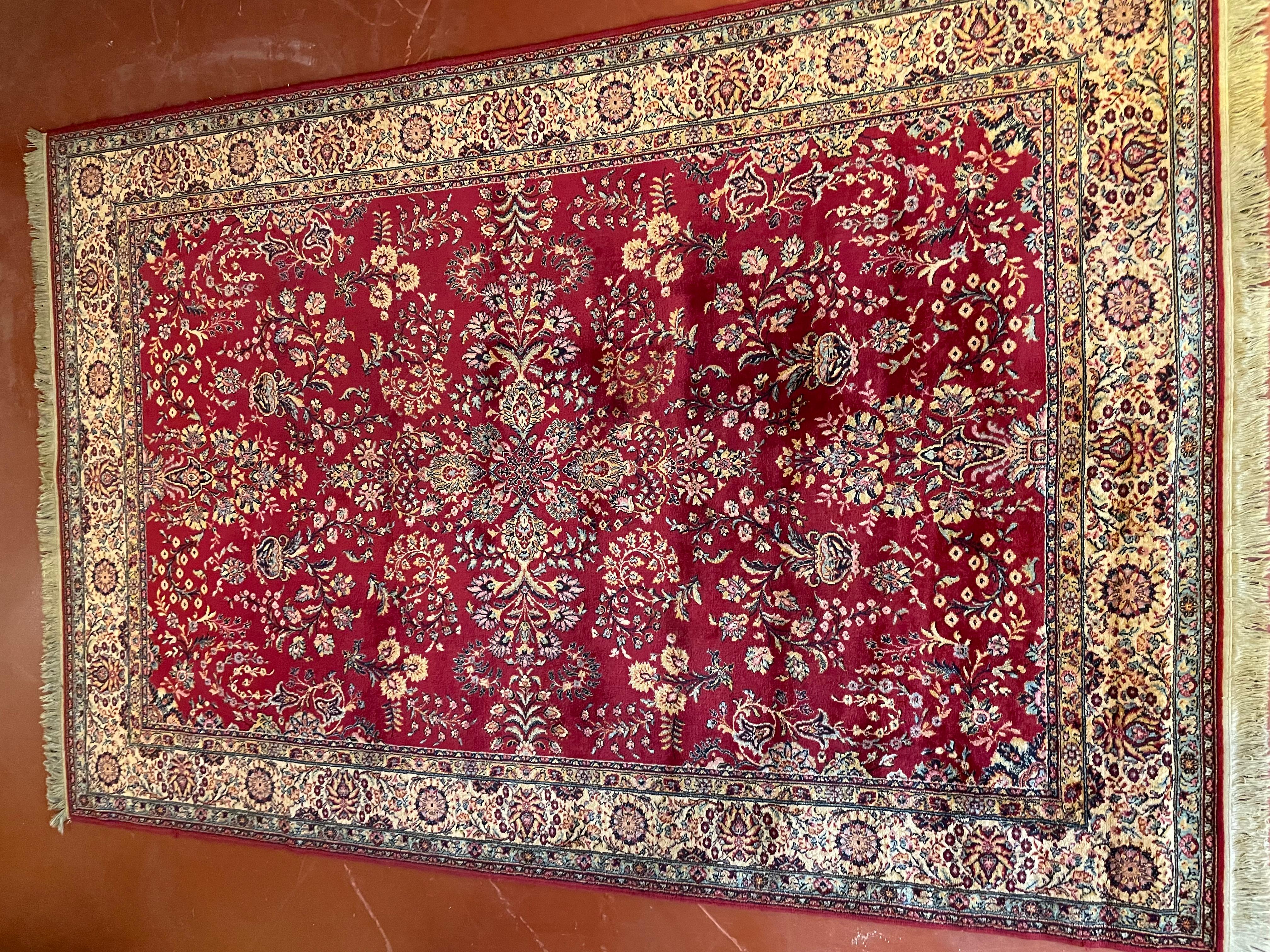 Persischer Teppich 2M13-2M02 mit rotem Dekor (Wolle) im Angebot