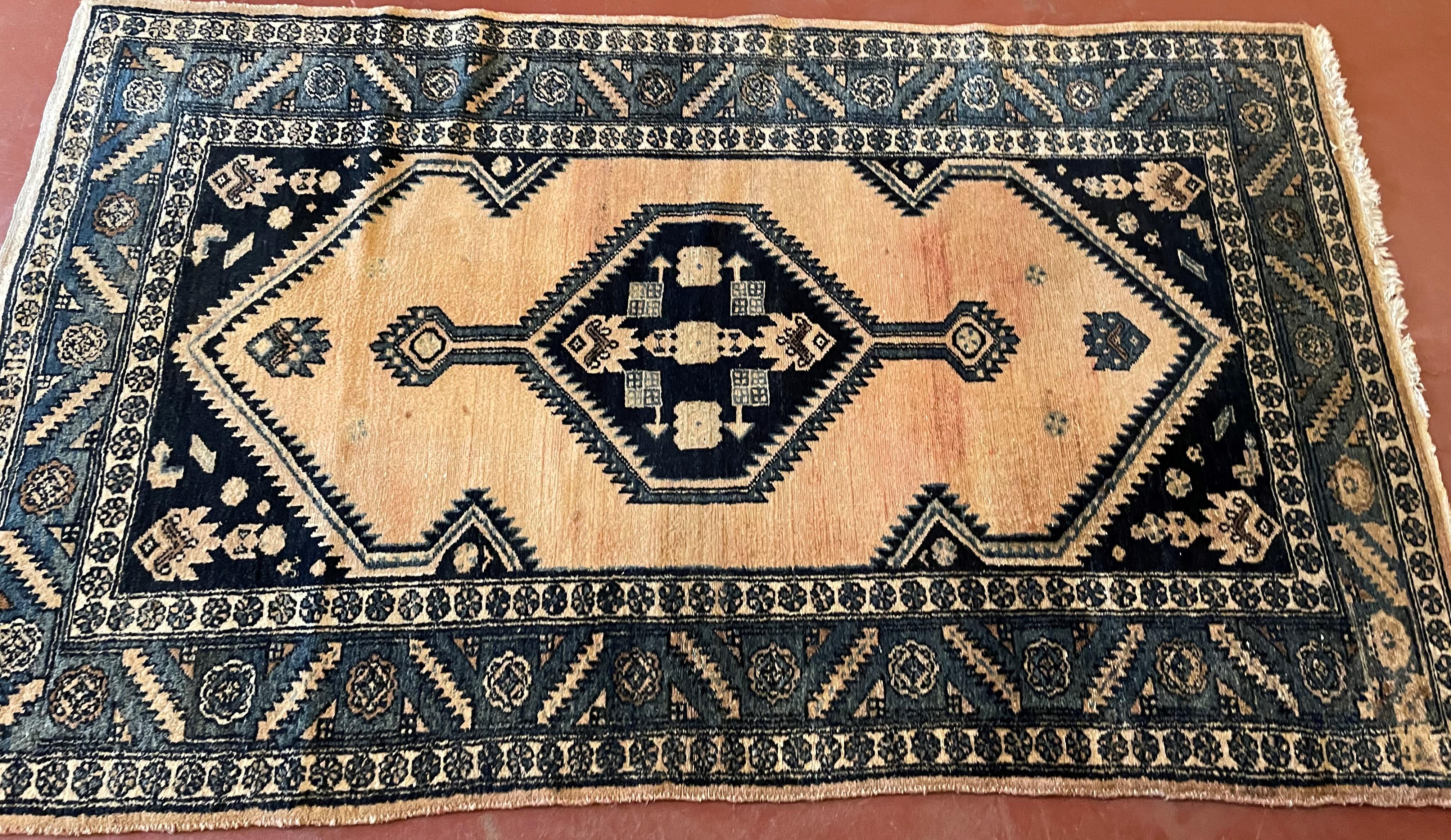 20th Century Persian Rug with Blue Decor For Sale