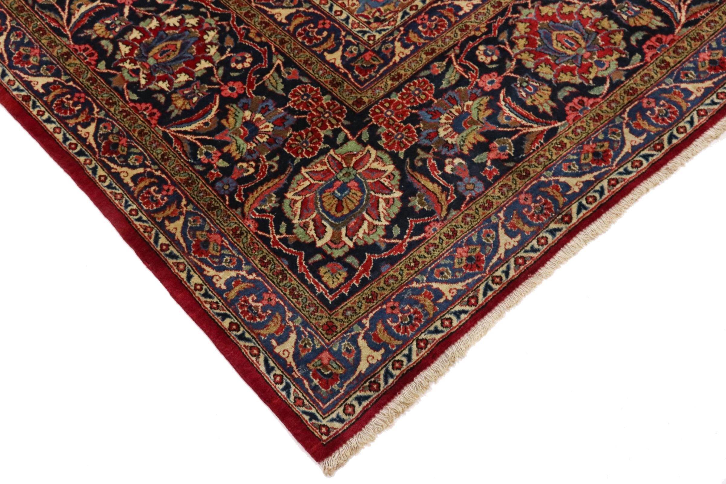 Wool Persian Rug, Keshan Antique For Sale