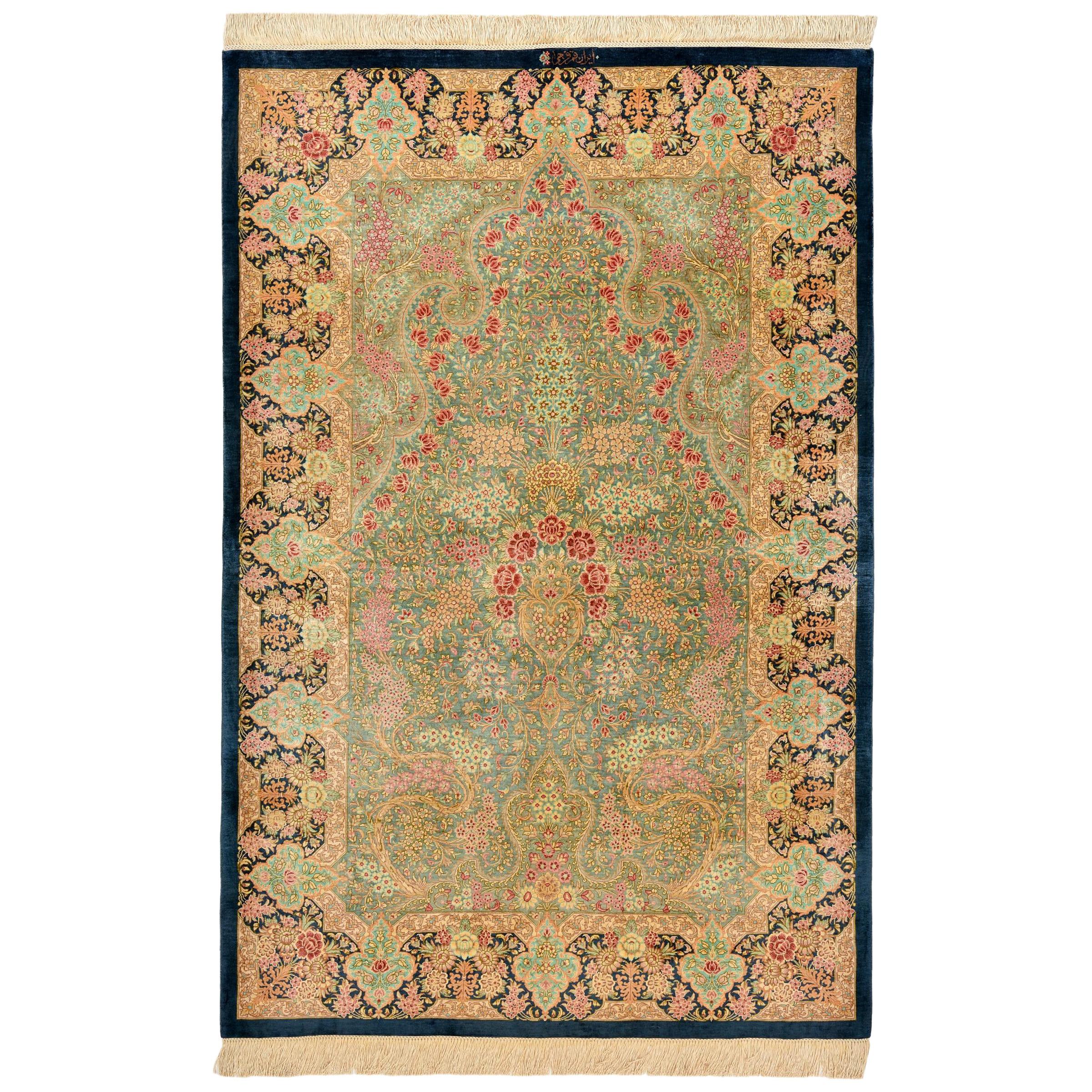 Persian Rug, Qum Silk, 20th Century For Sale