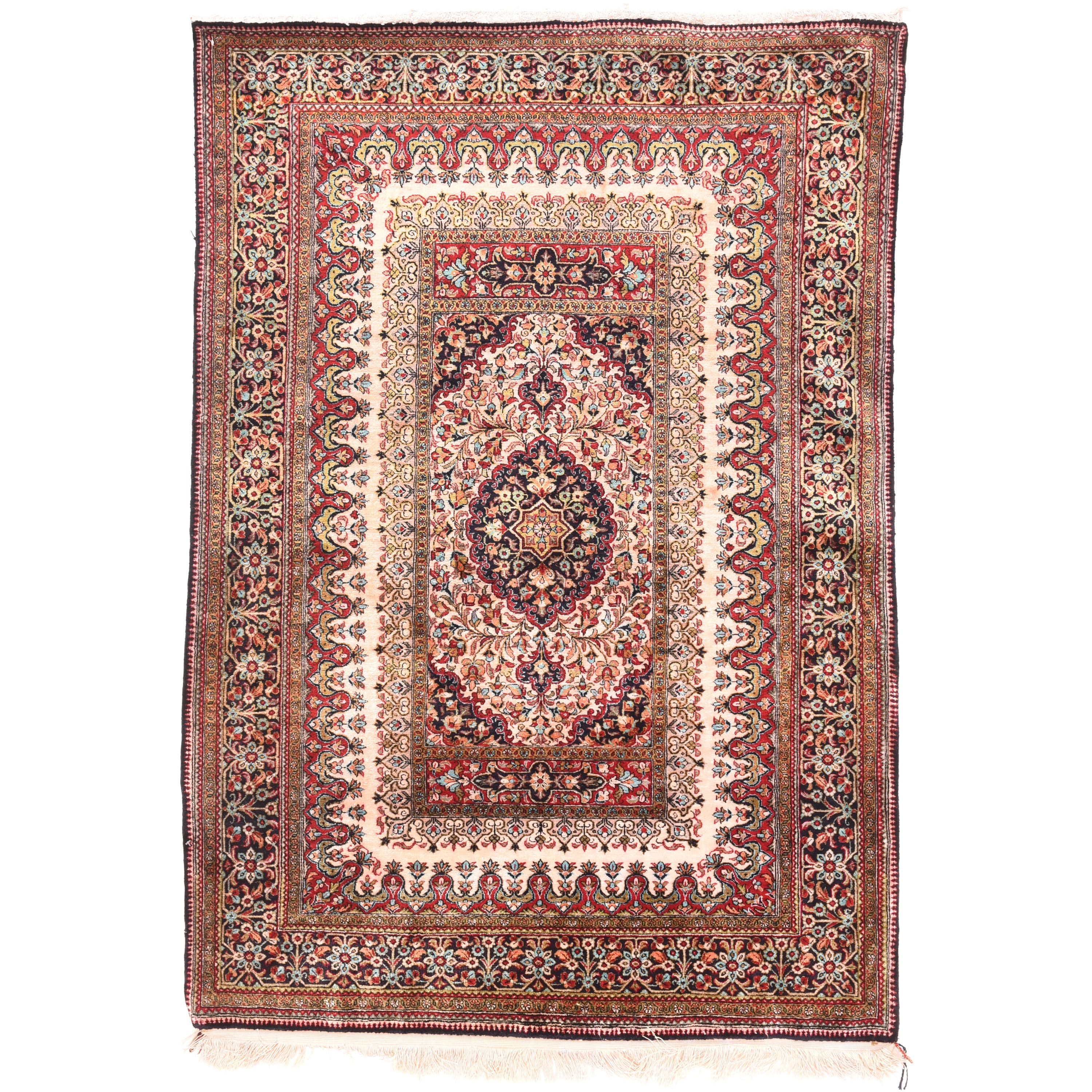 Extremely Fine Persian Silk Qum Long Rug For Sale at 1stDibs