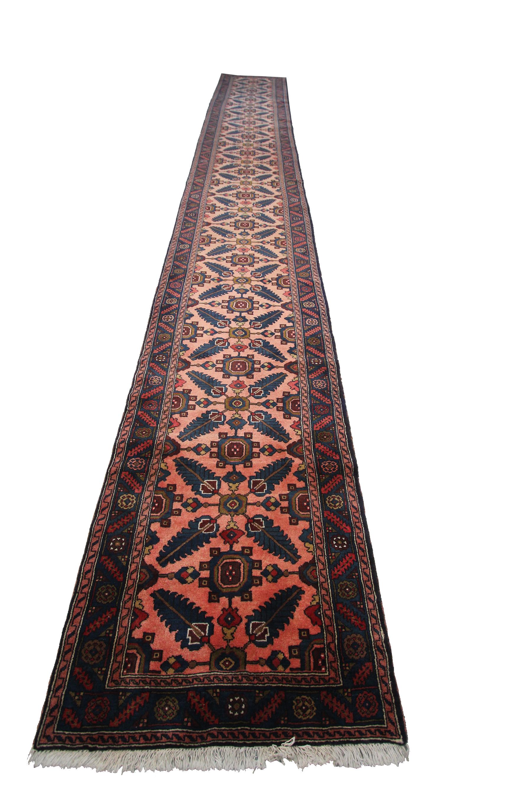 Wool Persian Rug Vintage Persian Runner Sultanabad Runner Mahal Runner For Sale