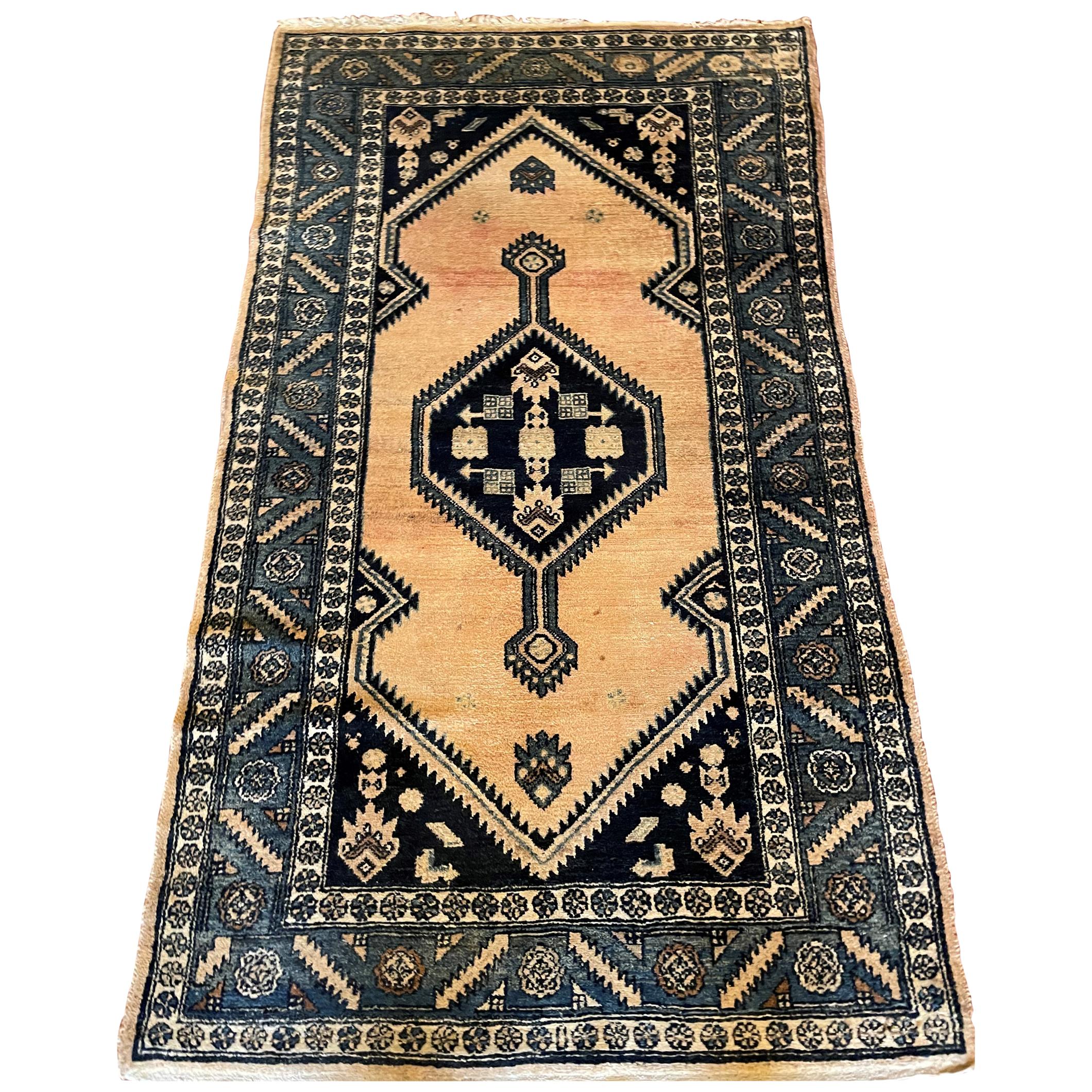 Persian Rug with Blue Decor For Sale