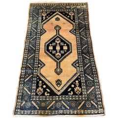 Used Persian Rug with Blue Decor
