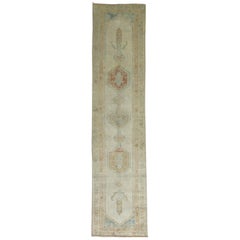 Zabihi Collection Neutral Narrow Vintage Persian Runner 