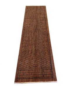 Persian Runner Inspired by Iranian Bazaar Architecture, Rust, Saffron and Indigo