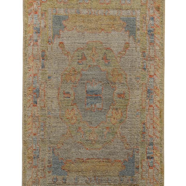 Persischer Läufer Teppich - Wolle Blau Grün Rot Gelb Design - 89250 (20. Jahrhundert) im Angebot