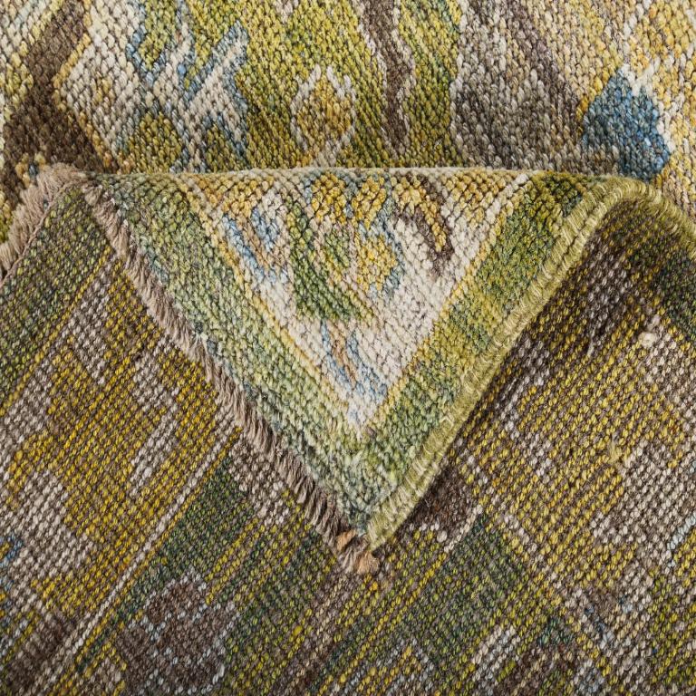 Tribal Tapis persan en laine bleu vert jaune motif - 89283 en vente