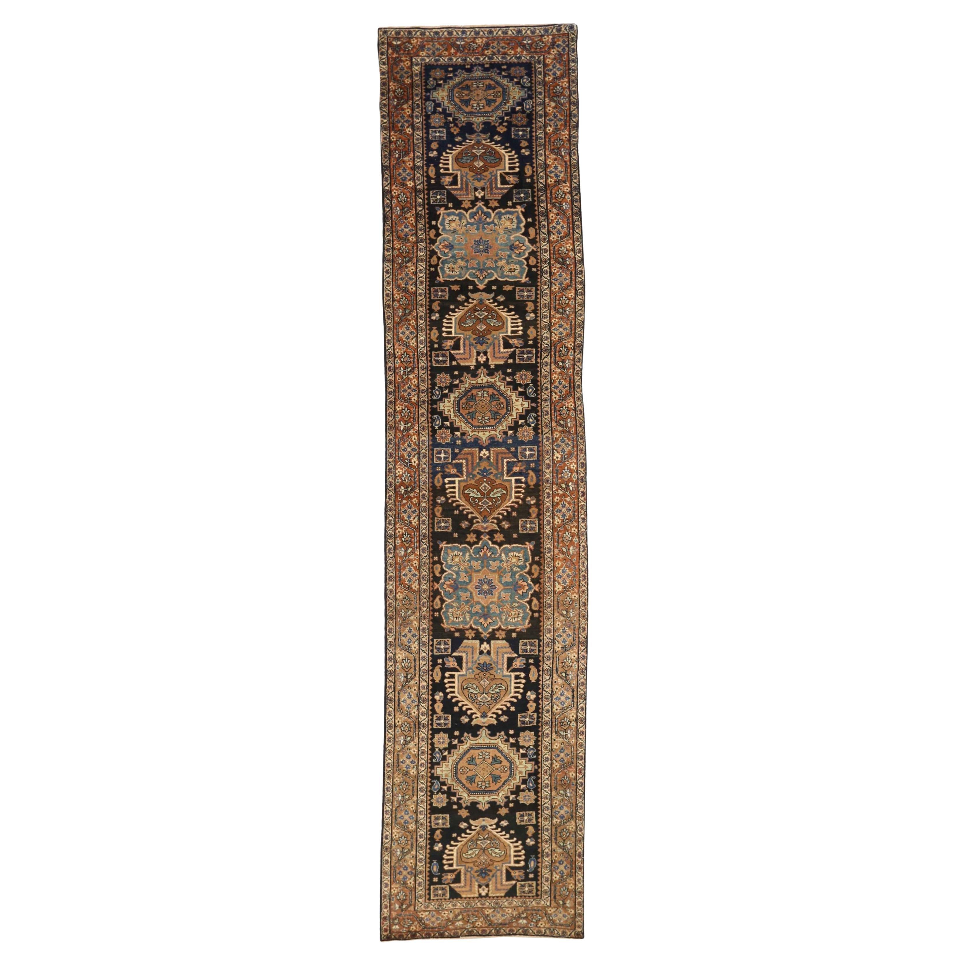 Persian Saison Läufer - Wolle Schwarz Elfenbein Rot Design - 75460