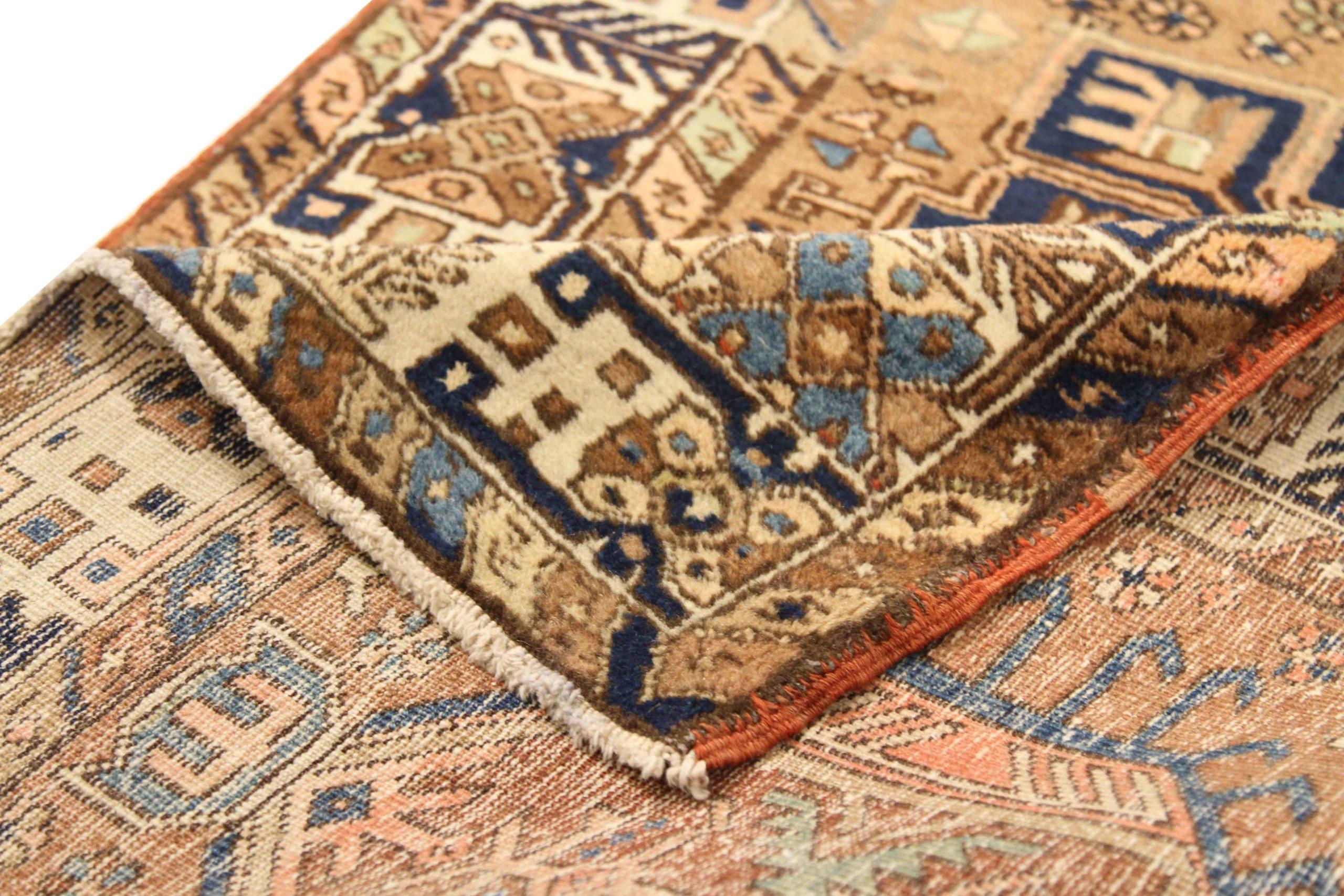 Persischer Saison Läufer Teppich - Wolle Blau Braun Elfenbein Design - 75364 (Asiatisch) im Angebot