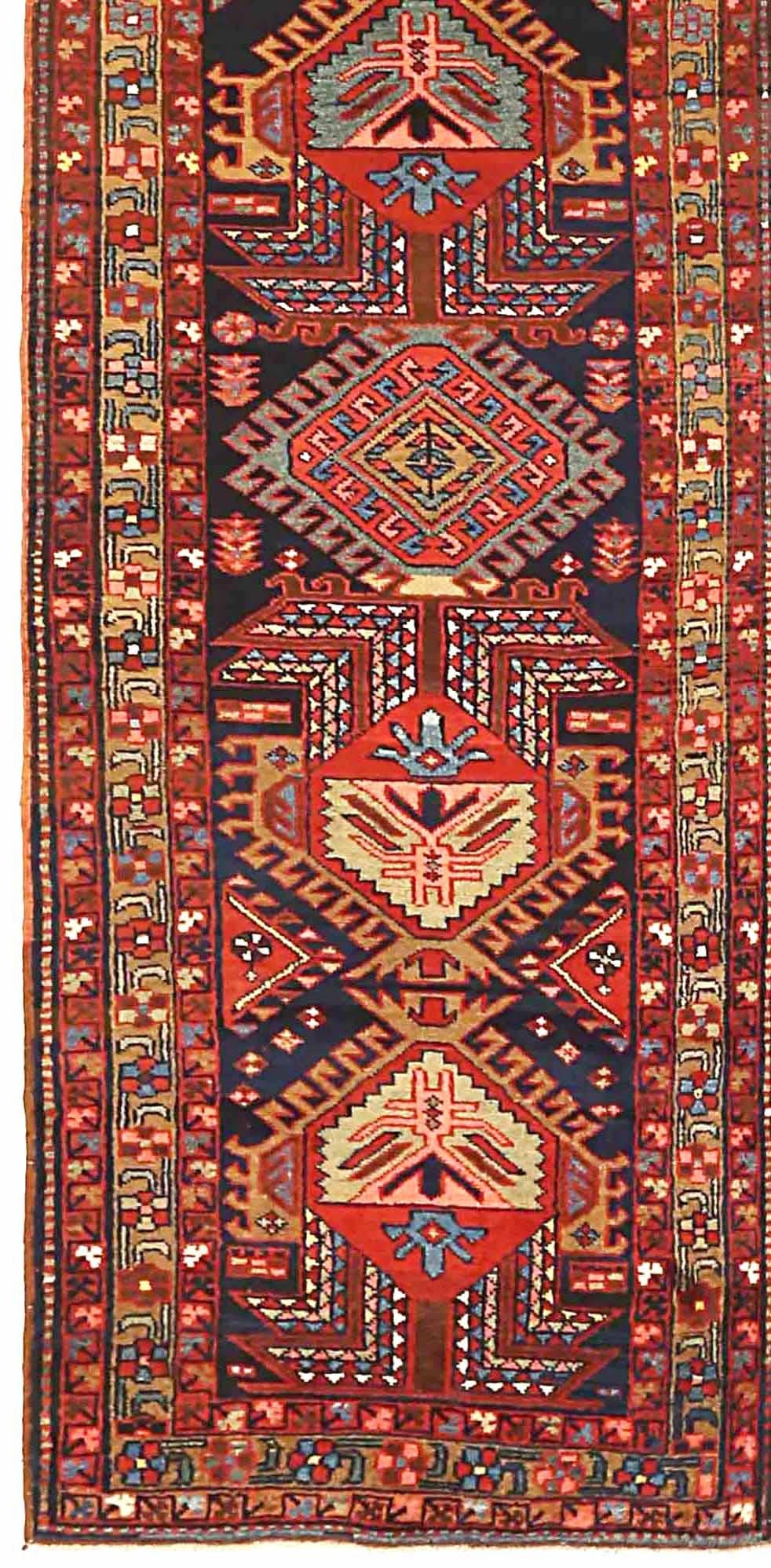 Asiatique Tapis persan Saison bleu marine bleu rouge jaune 73160 en vente