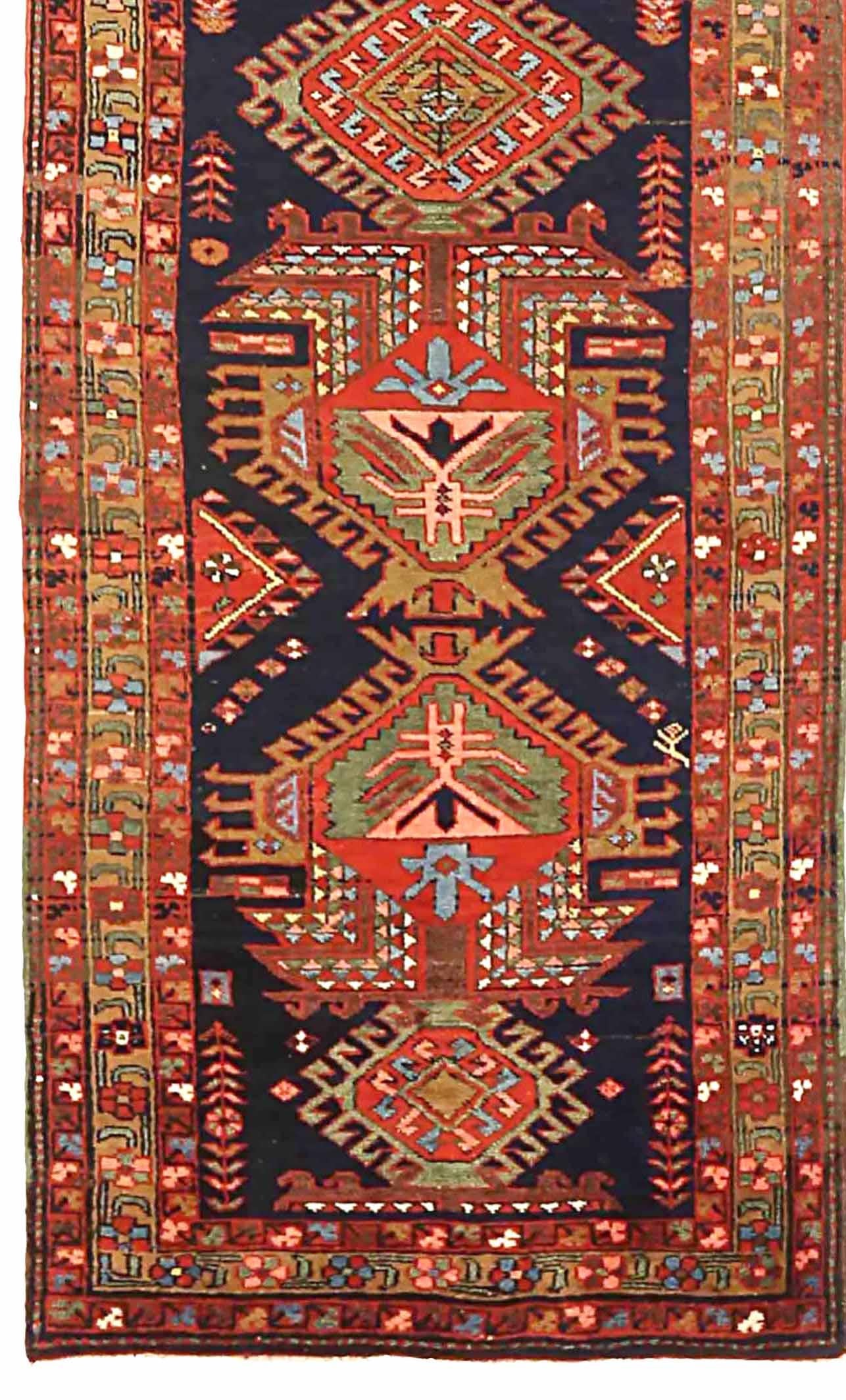Asiatique Tapis de course persan Saison vert rouge jaune 73159 en vente