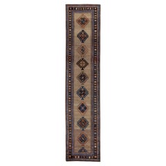 Persischer Sarab-Läufer - Wolle Blau Elfenbein Rosa Design - 91534