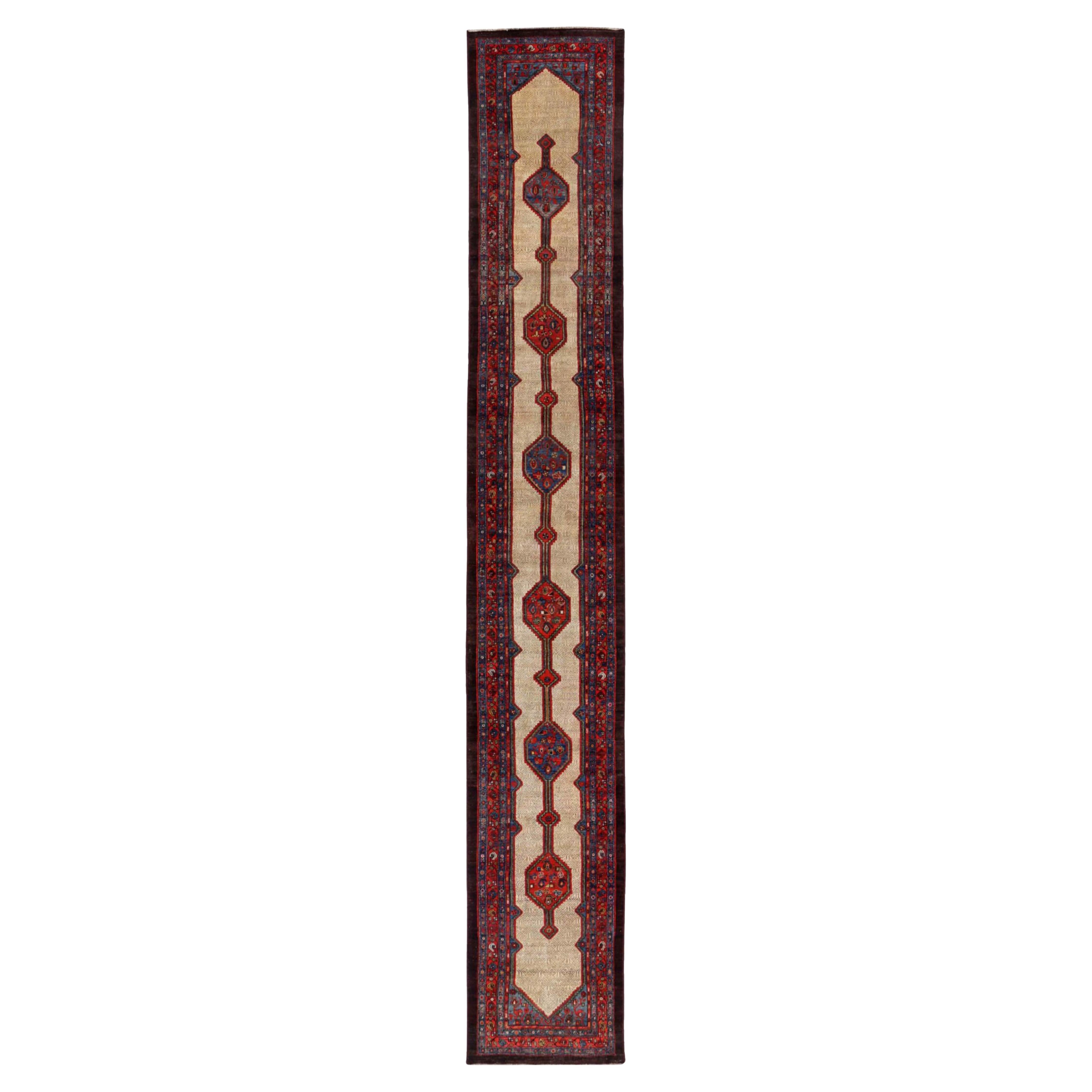 Persischer Sarab-Läufer - Wolle Blau Elfenbein Rot Design - 91581