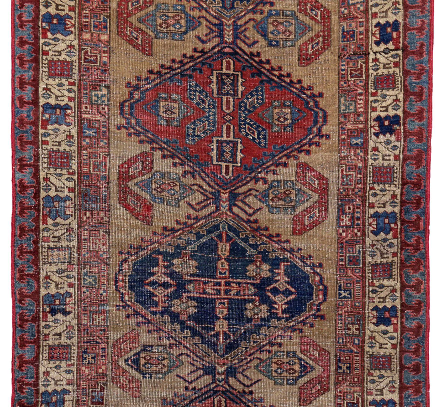 Persischer Sarab-Läufer - Wolle Elfenbein Hellblau Rot Design - 91495 (Asiatisch) im Angebot