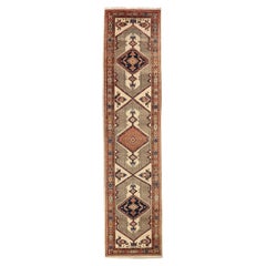 Tapis persan Sarab - Laine ivoire bleu marine bleu rouge motif - 75169